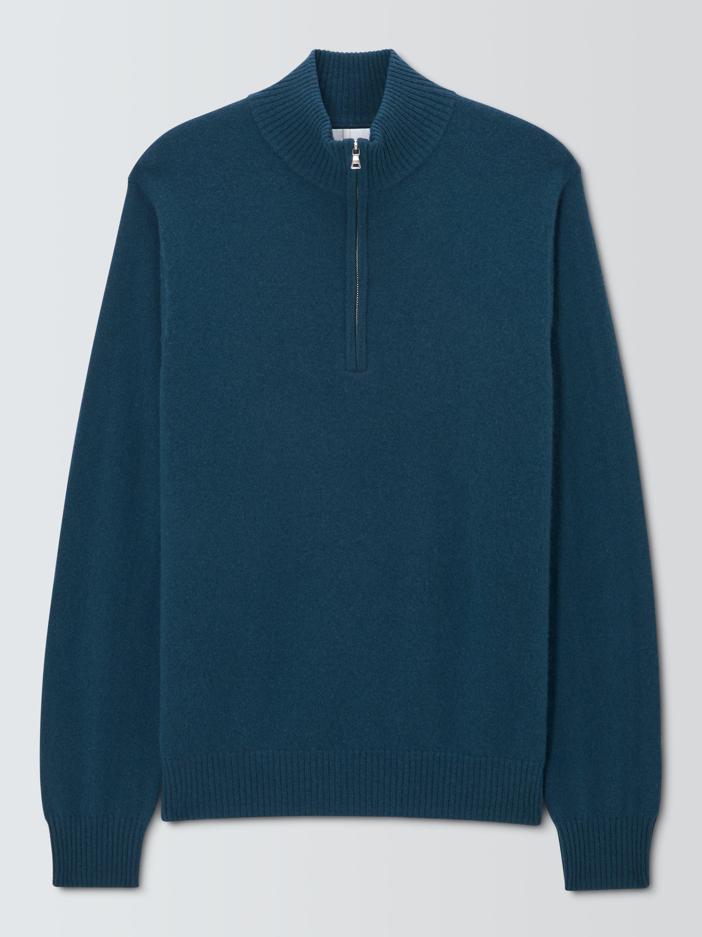 Product image 5 of 7, which shows John Lewis Cashmere Half Zip High Neck Jumper, Petrol, M