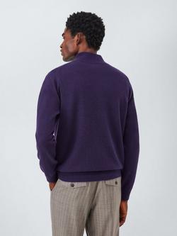 John Lewis Cashmere Half Zip High Neck Jumper - view 2, Purple