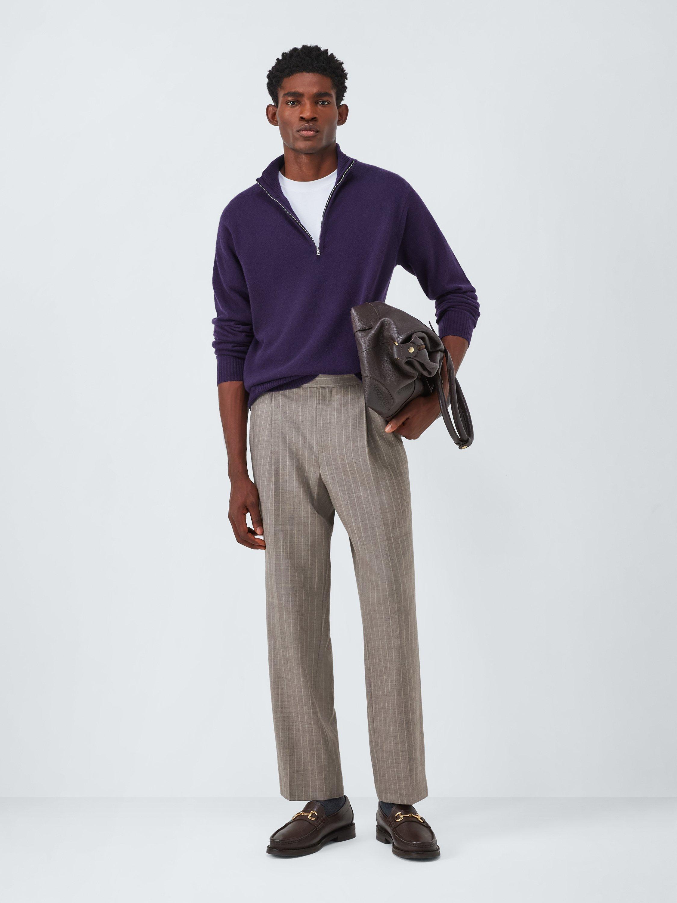 Product image 4 of 7, which shows John Lewis Cashmere Half Zip High Neck Jumper, Purple, L