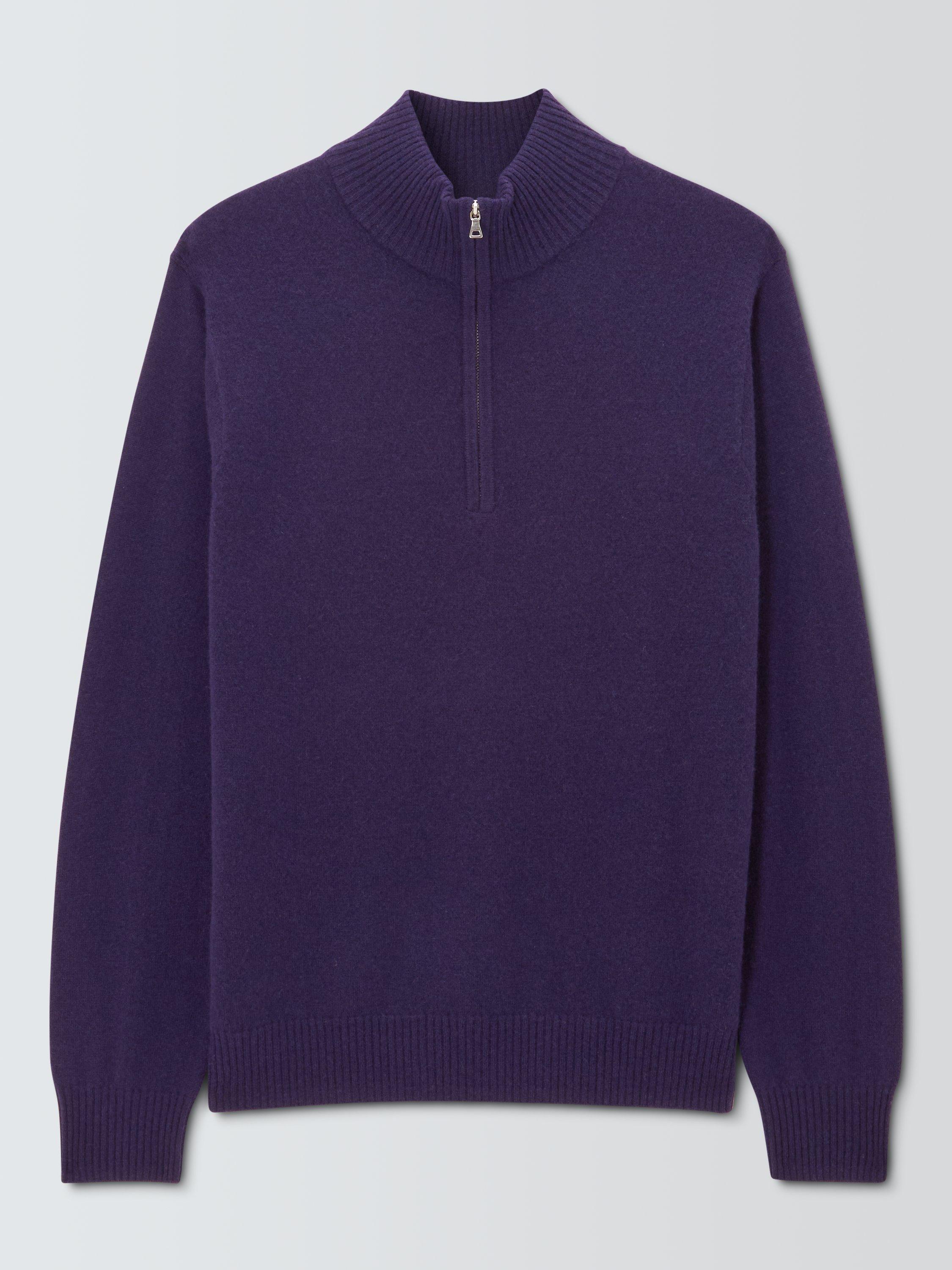Product image 5 of 7, which shows John Lewis Cashmere Half Zip High Neck Jumper, Purple, L