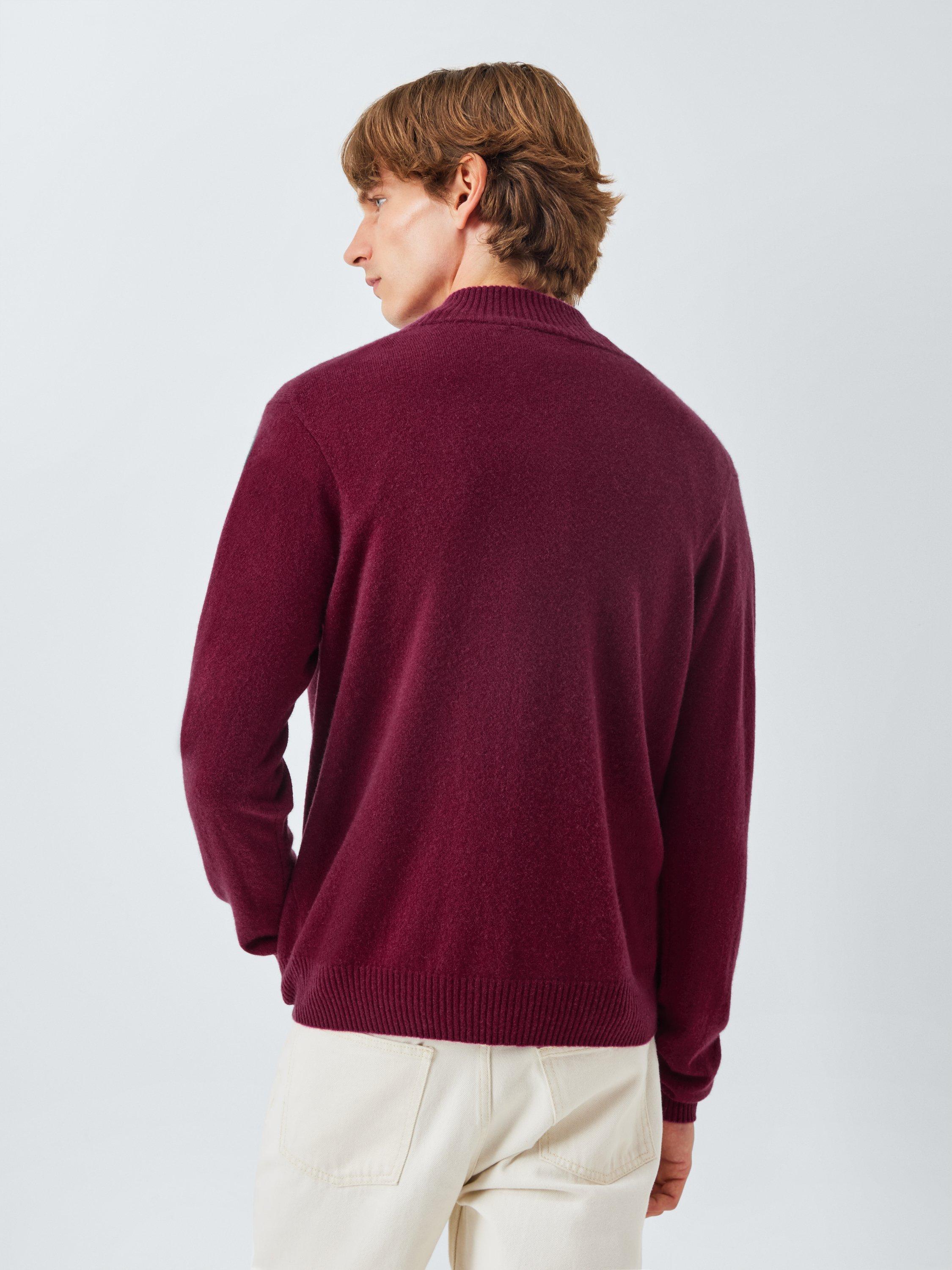 Product image 2 of 7, which shows John Lewis Cashmere Half Zip High Neck Jumper, Raspberry, S