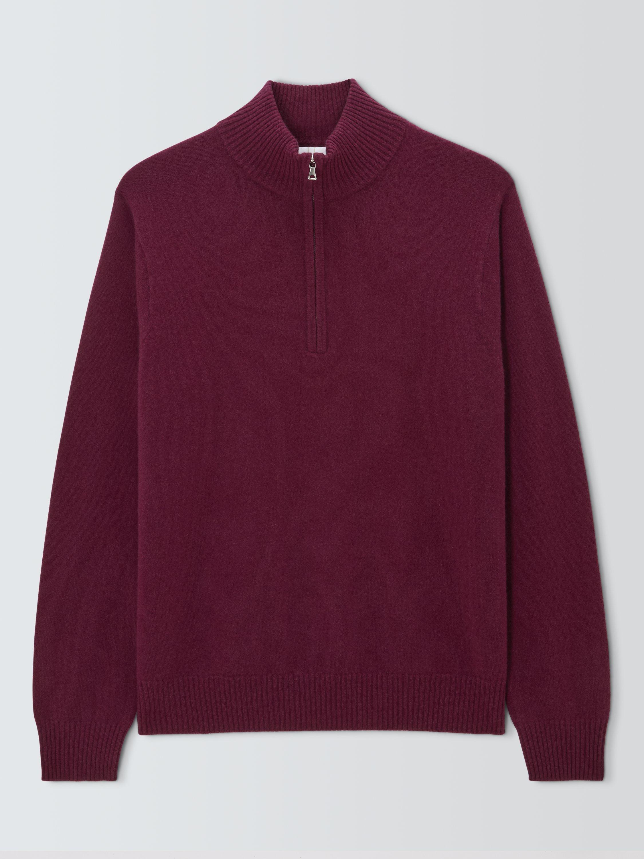 Product image 5 of 7, which shows John Lewis Cashmere Half Zip High Neck Jumper, Raspberry, S