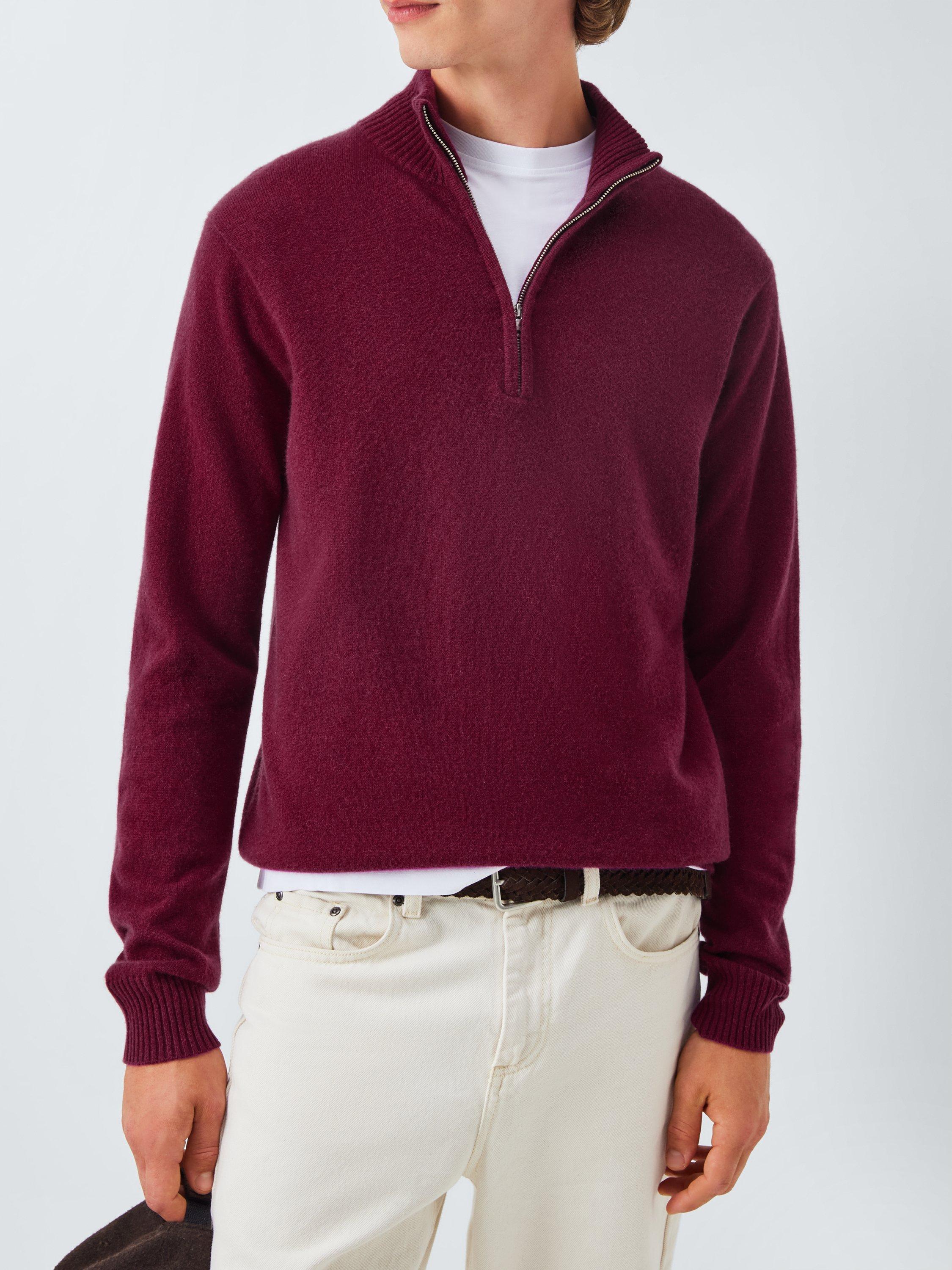 Product image 6 of 7, which shows John Lewis Cashmere Half Zip High Neck Jumper, Raspberry, S