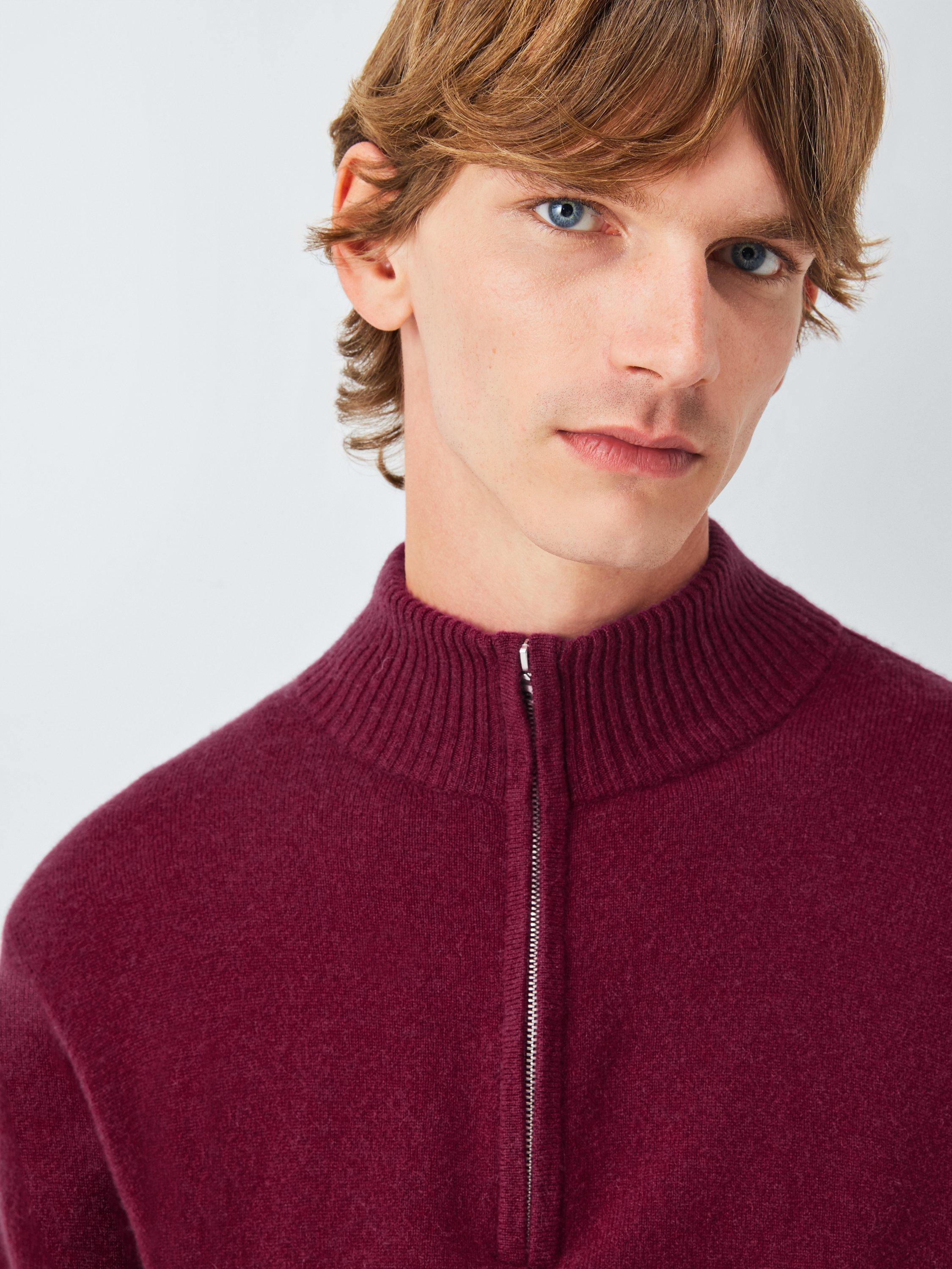 Product image 7 of 7, which shows John Lewis Cashmere Half Zip High Neck Jumper, Raspberry, S