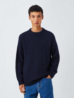 John Lewis Cashmere Cable Knit Jumper, Navy