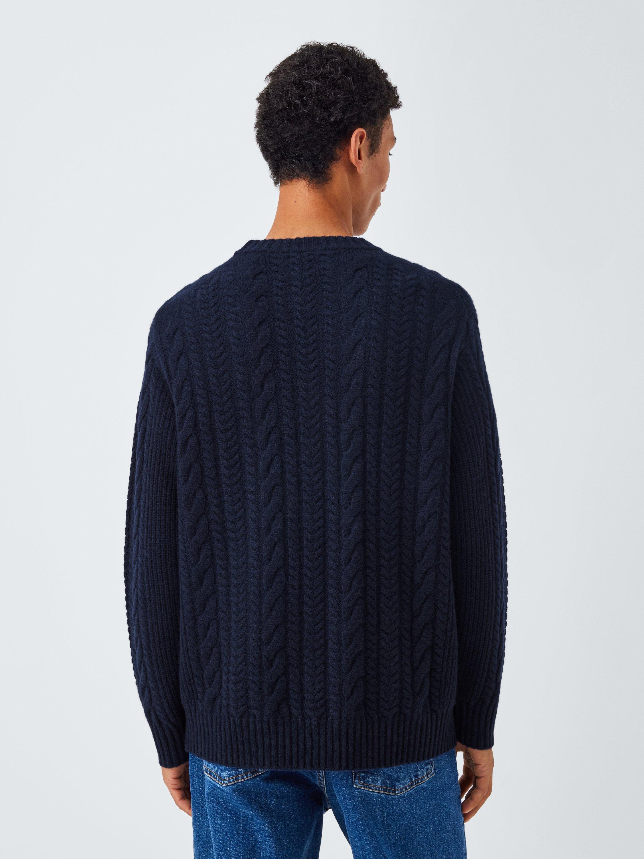 Product image 2 of 7, which shows John Lewis Cashmere Cable Knit Jumper, Navy, L