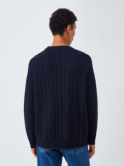 John Lewis Cashmere Cable Knit Jumper - view 2, Navy