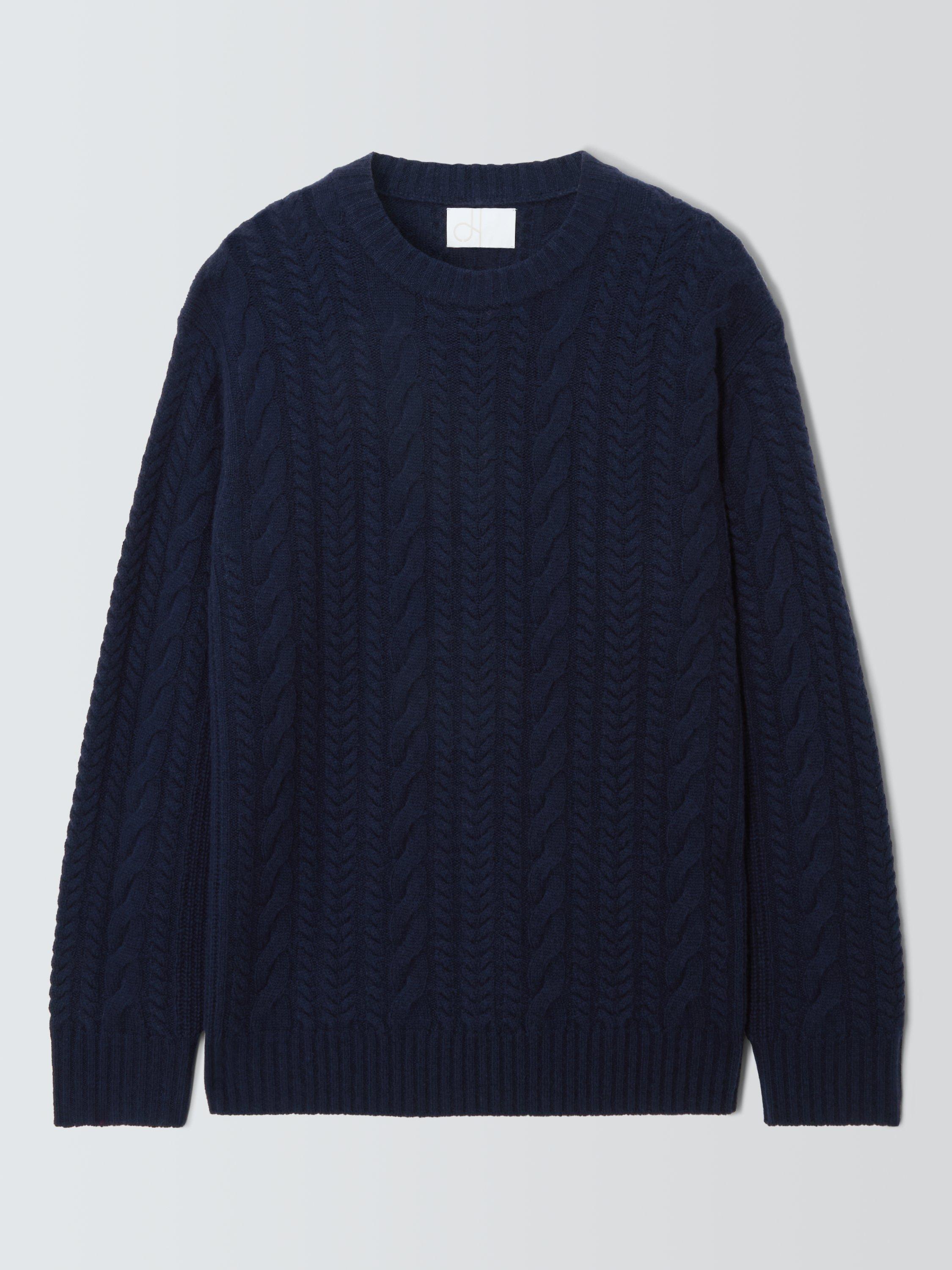 Product image 5 of 7, which shows John Lewis Cashmere Cable Knit Jumper, Navy, L