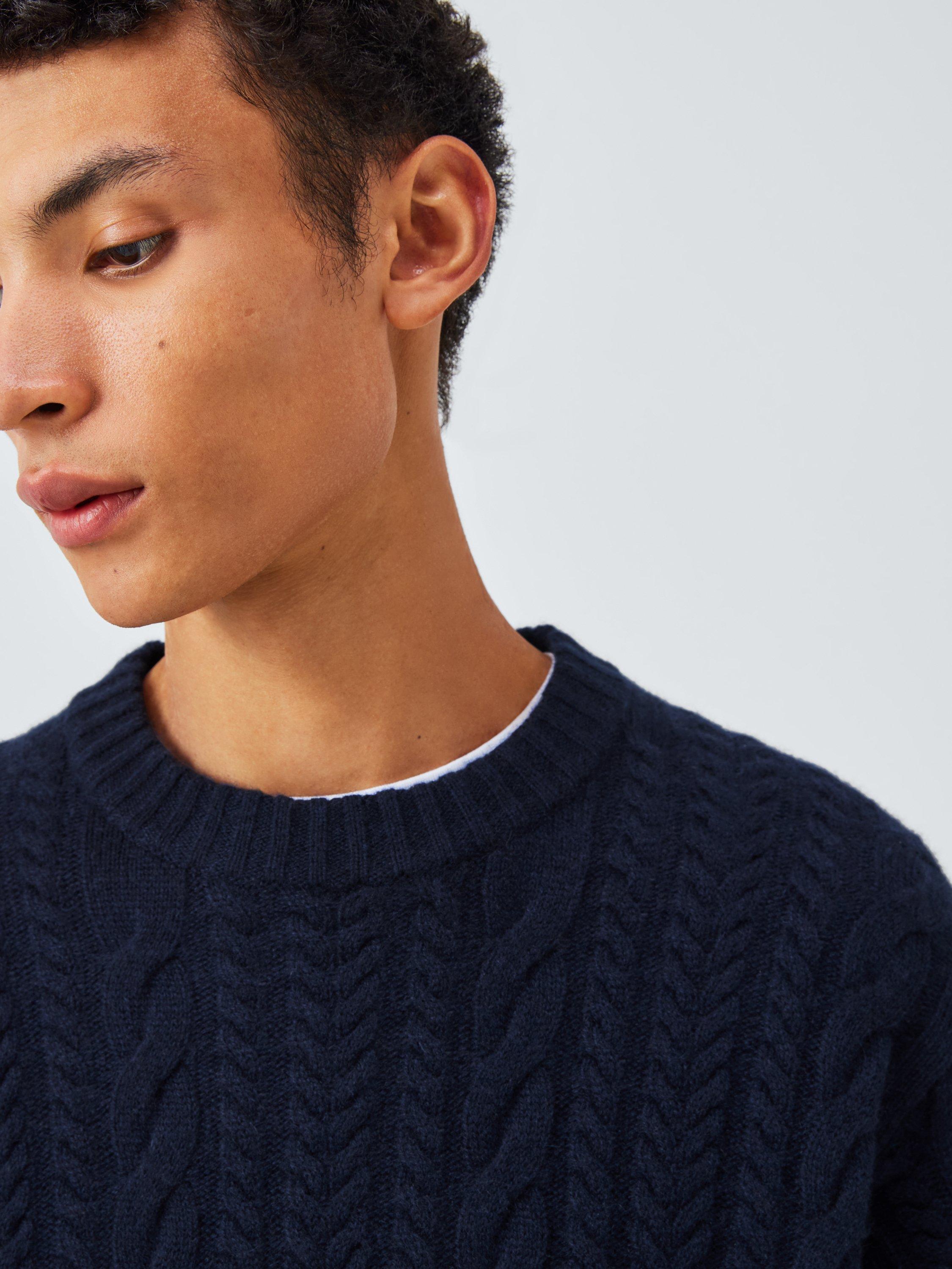 Product image 6 of 7, which shows John Lewis Cashmere Cable Knit Jumper, Navy, L