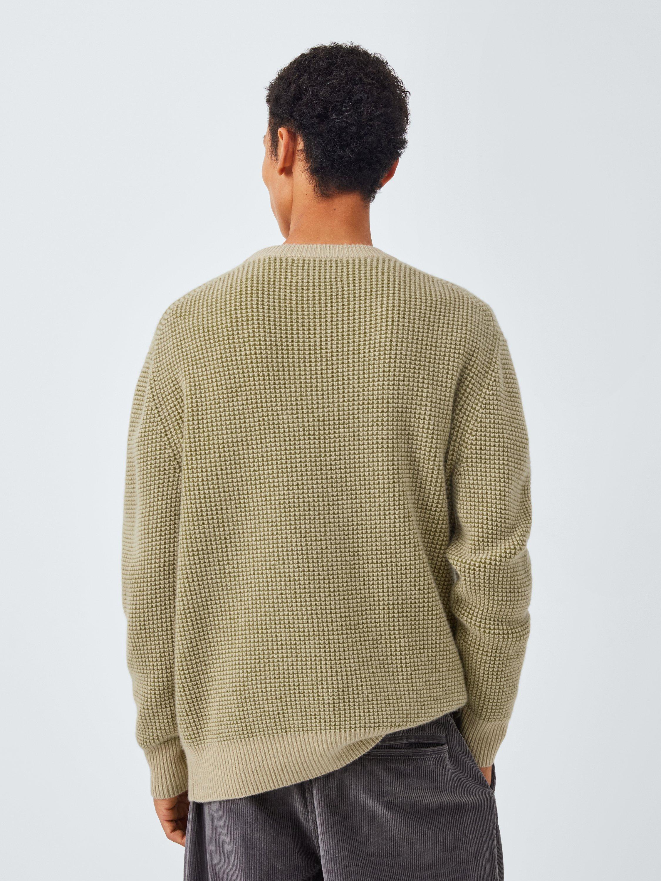 Product image 2 of 7, which shows John Lewis Cashmere Crew Neck Waffle Texture Jumper, Olive, L