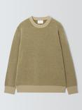 John Lewis Cashmere Crew Neck Waffle Texture Jumper, Olive