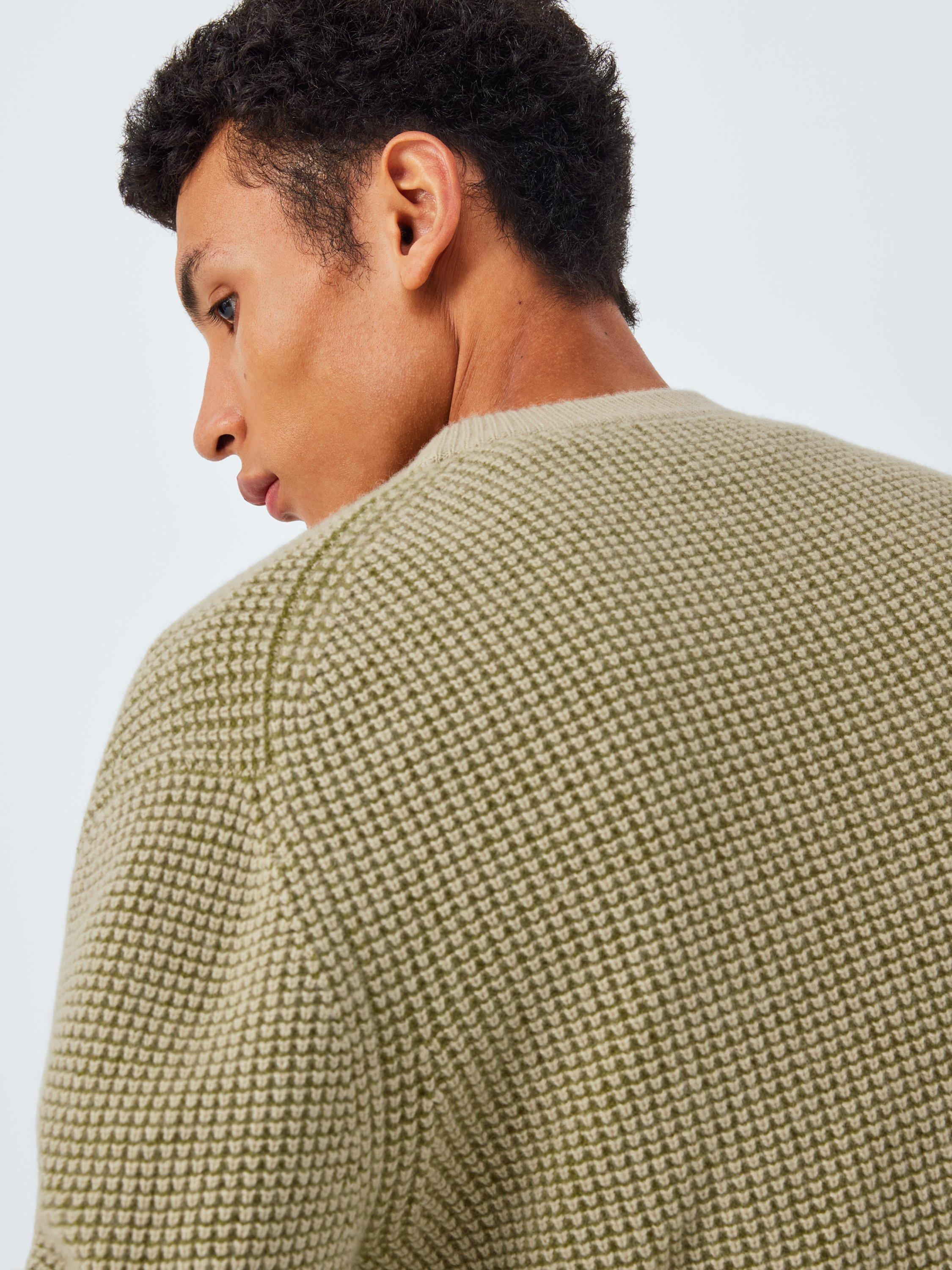 Product image 6 of 7, which shows John Lewis Cashmere Crew Neck Waffle Texture Jumper, Olive, L
