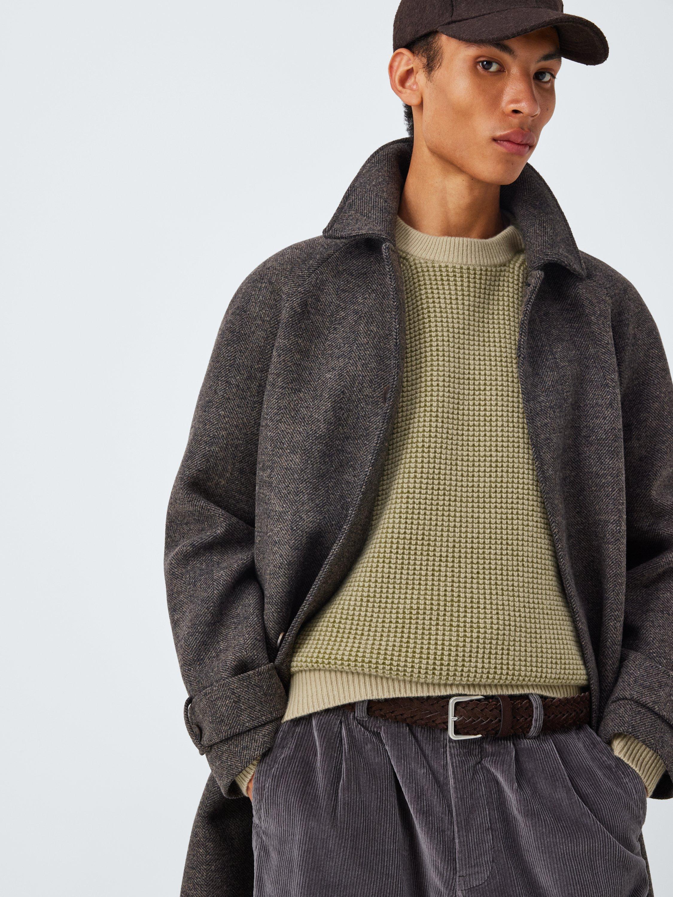 Product image 7 of 7, which shows John Lewis Cashmere Crew Neck Waffle Texture Jumper, Olive, L