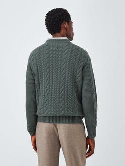 John Lewis Cashmere Cable Knit Jumper - view 2, Light Sage