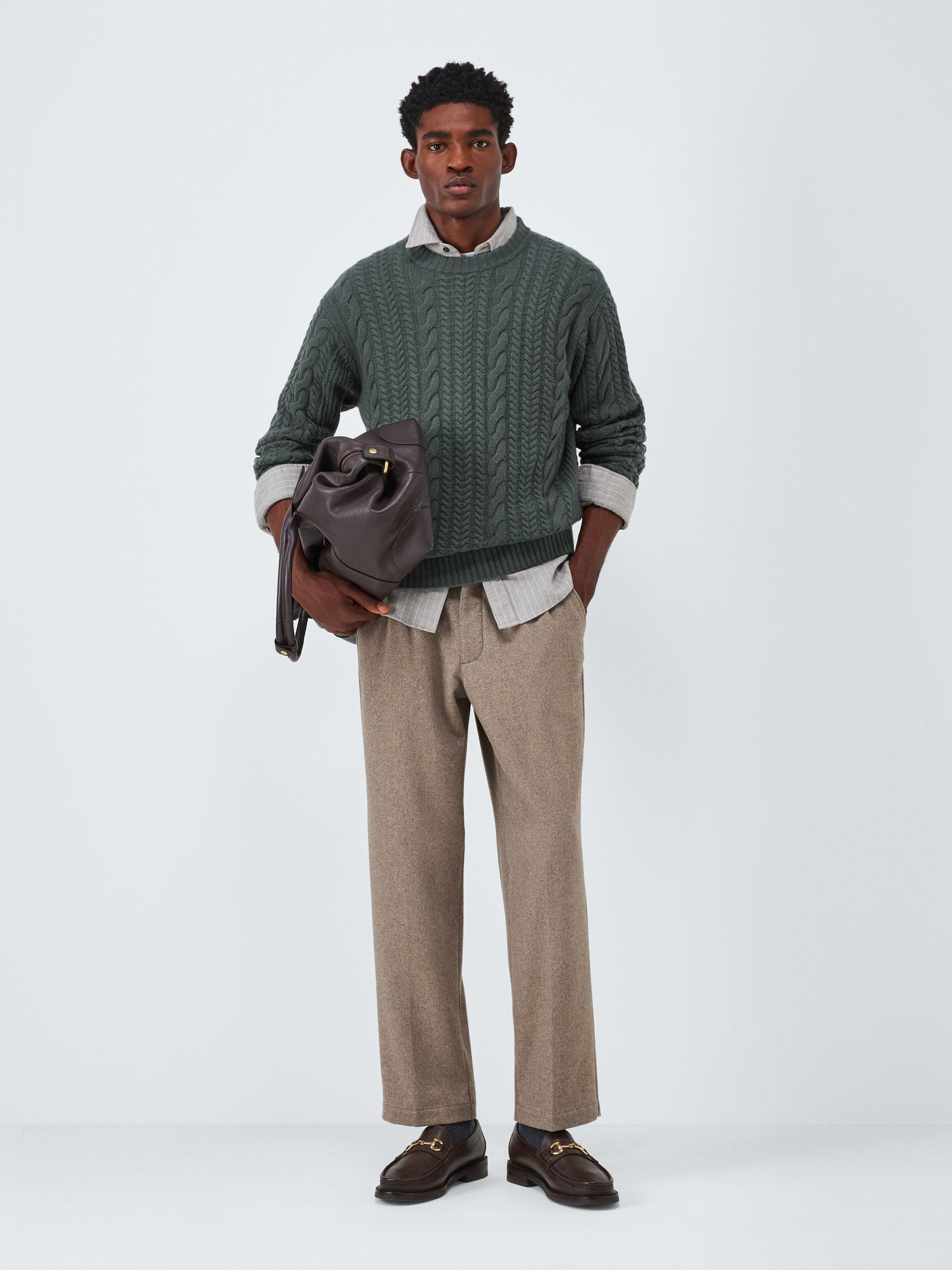 Product image 4 of 7, which shows John Lewis Cashmere Cable Knit Jumper, Light Sage, M