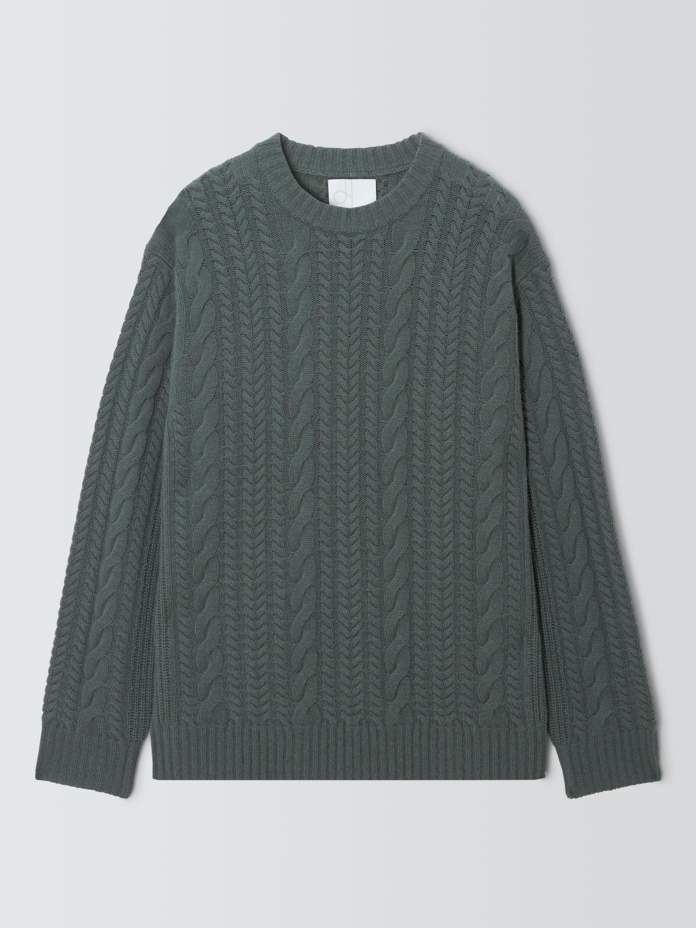 Product image 5 of 7, which shows John Lewis Cashmere Cable Knit Jumper, Light Sage, M