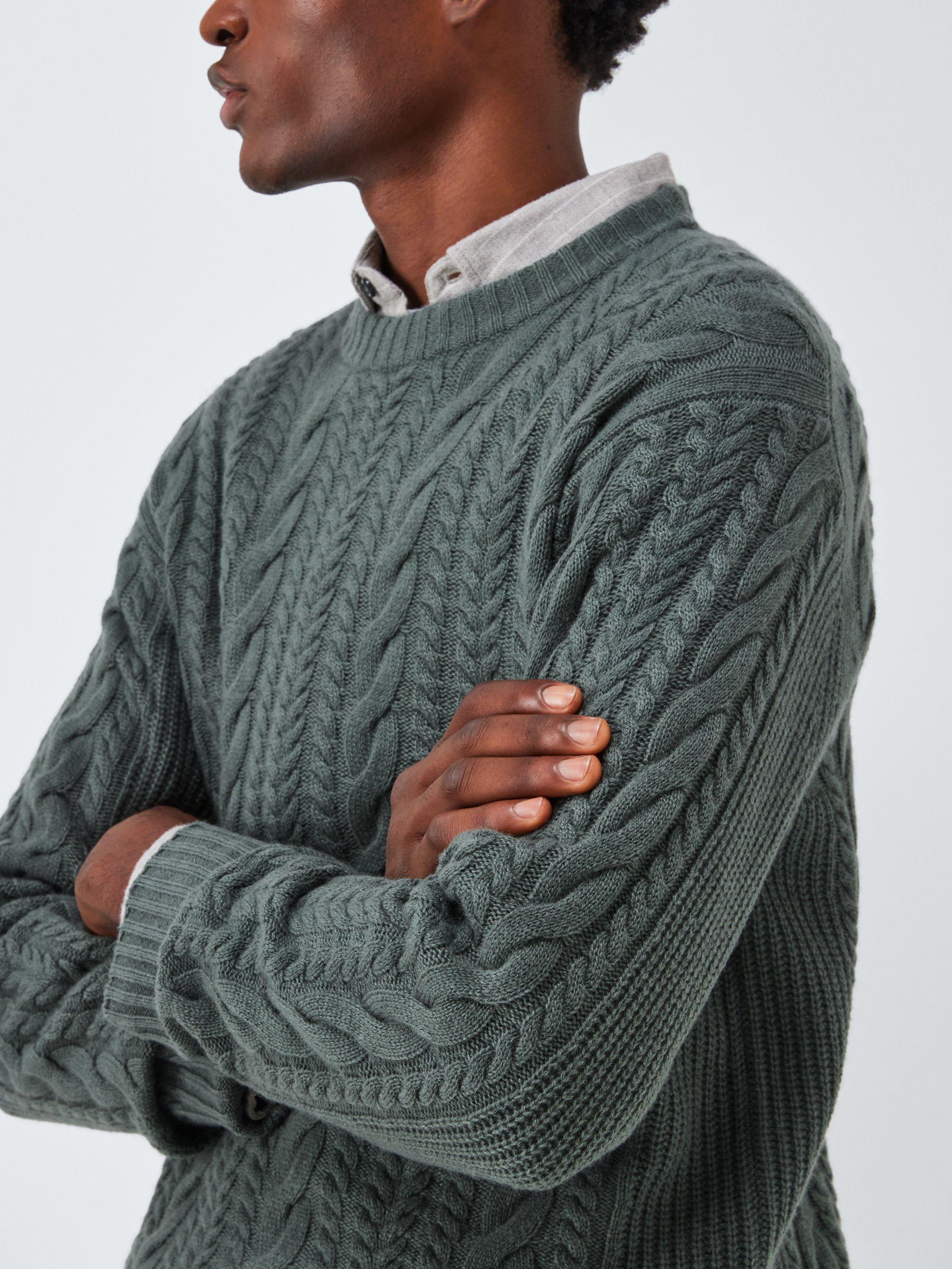 Product image 6 of 7, which shows John Lewis Cashmere Cable Knit Jumper, Light Sage, M