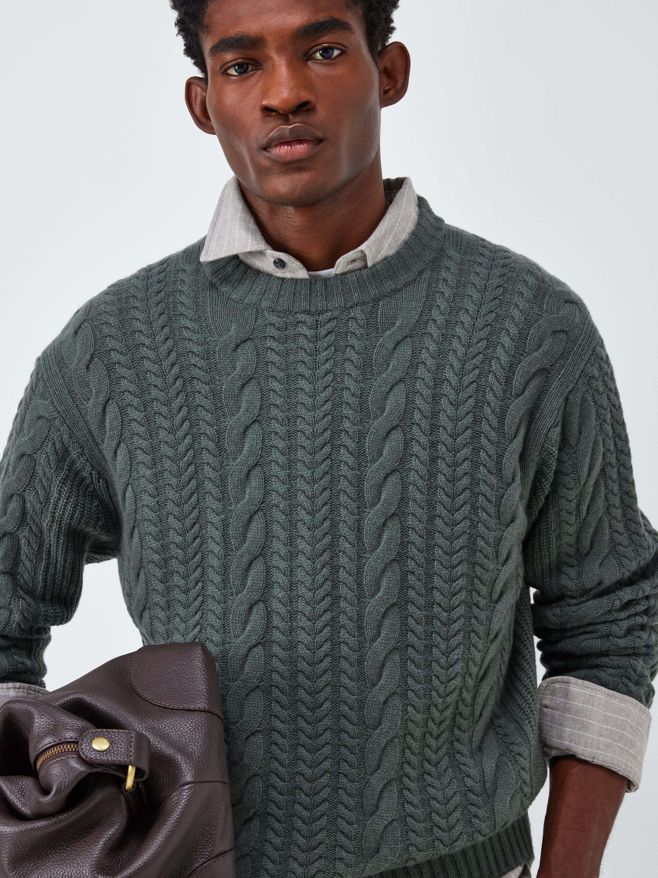 Product image 7 of 7, which shows John Lewis Cashmere Cable Knit Jumper, Light Sage, M