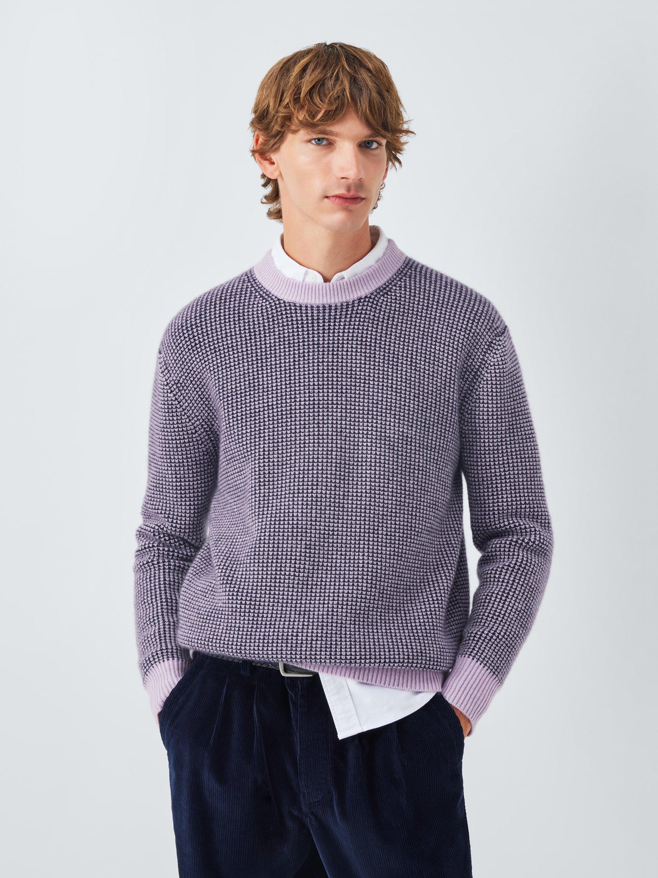 Product image 1 of 7, which shows John Lewis Cashmere Crew Neck Waffle Texture Jumper, Lilac, S