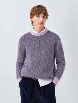 John Lewis Cashmere Crew Neck Waffle Texture Jumper, Lilac