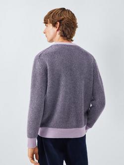 John Lewis Cashmere Crew Neck Waffle Texture Jumper - view 2, Lilac