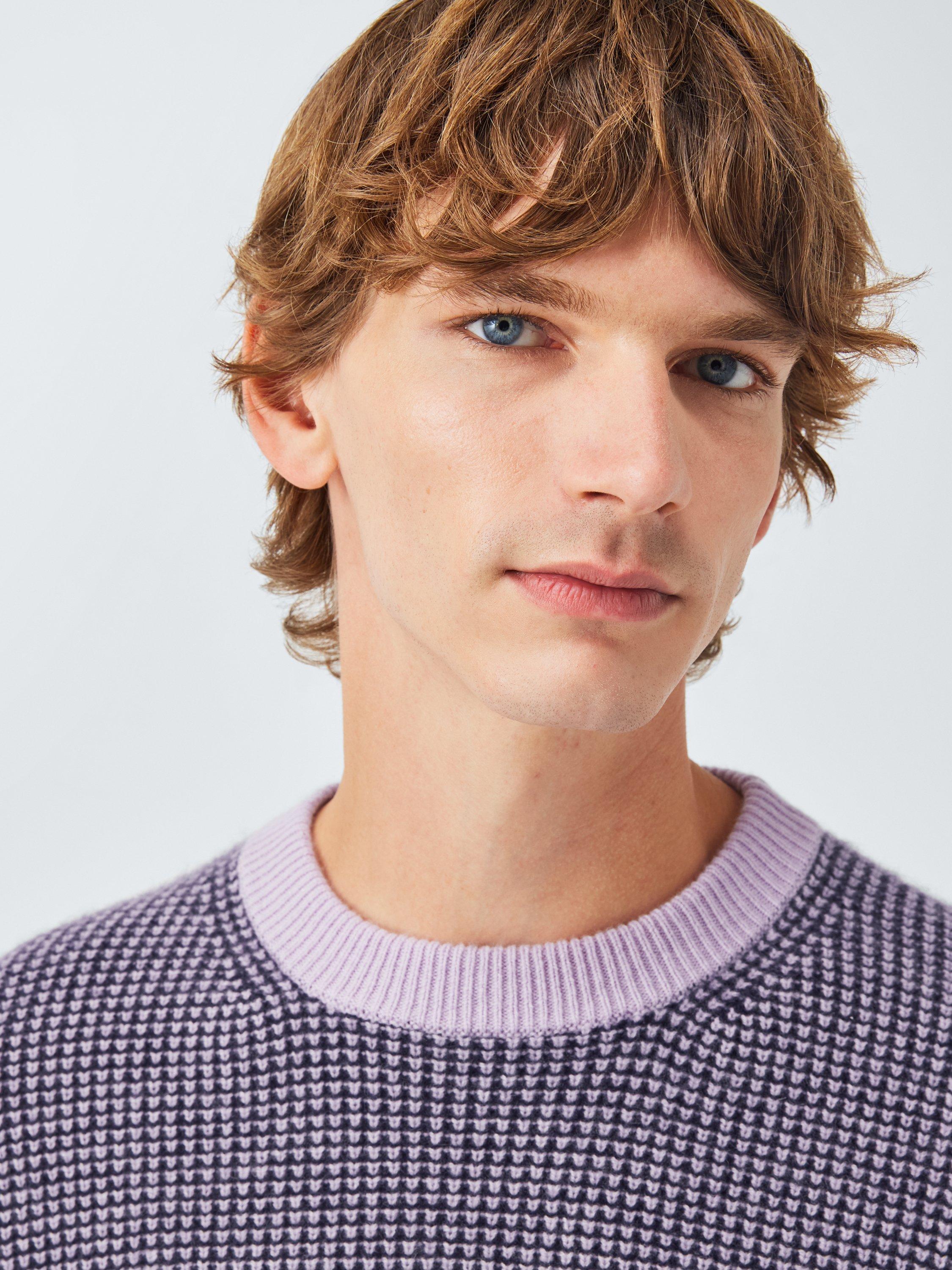 Product image 7 of 7, which shows John Lewis Cashmere Crew Neck Waffle Texture Jumper, Lilac, S