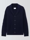 John Lewis Merino Wool Blend Cable Knit Shawl Neck Cardigan, Navy