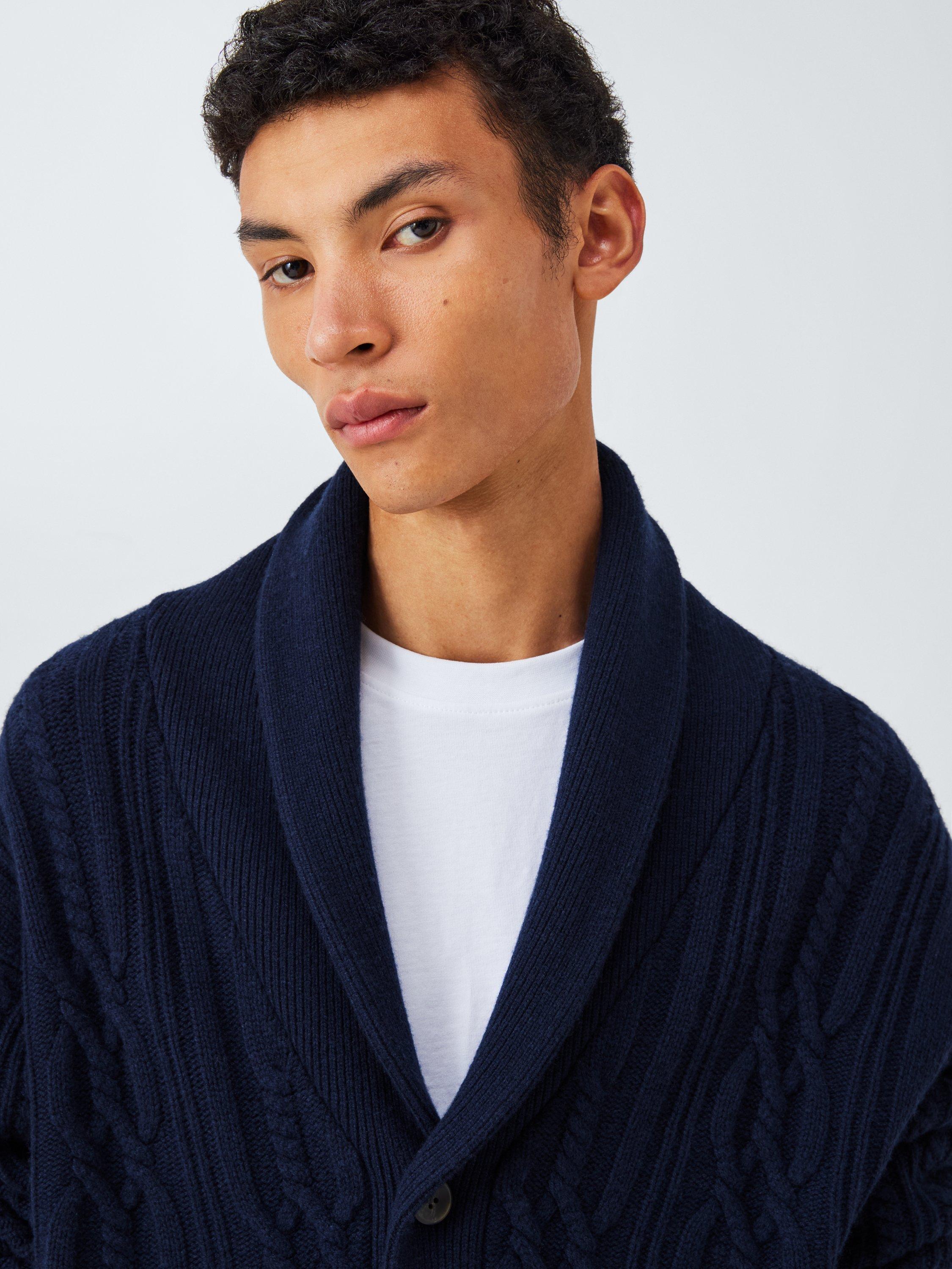 John Lewis Merino Wool Blend Cable Knit Shawl Neck Cardigan