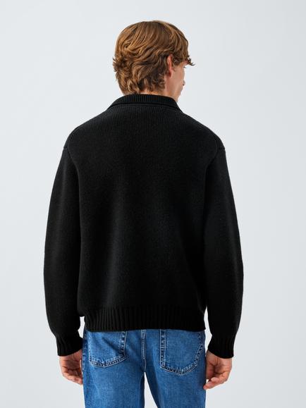 John Lewis Merino Wool Blend Knit Jacket - view 2, Black