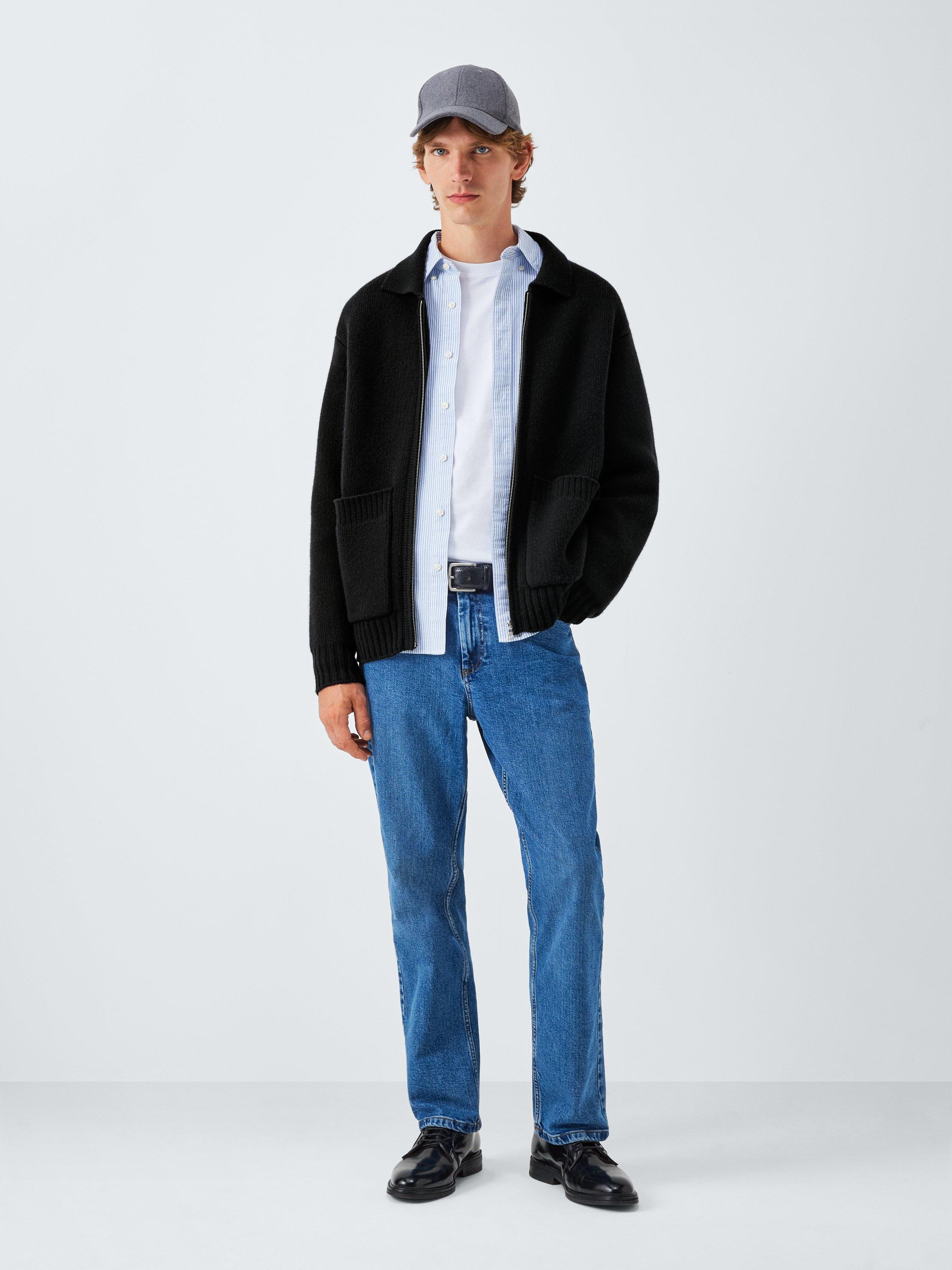 Product image 3 of 6, which shows Merino Wool with Cashmere Knit Jacket, Black, M