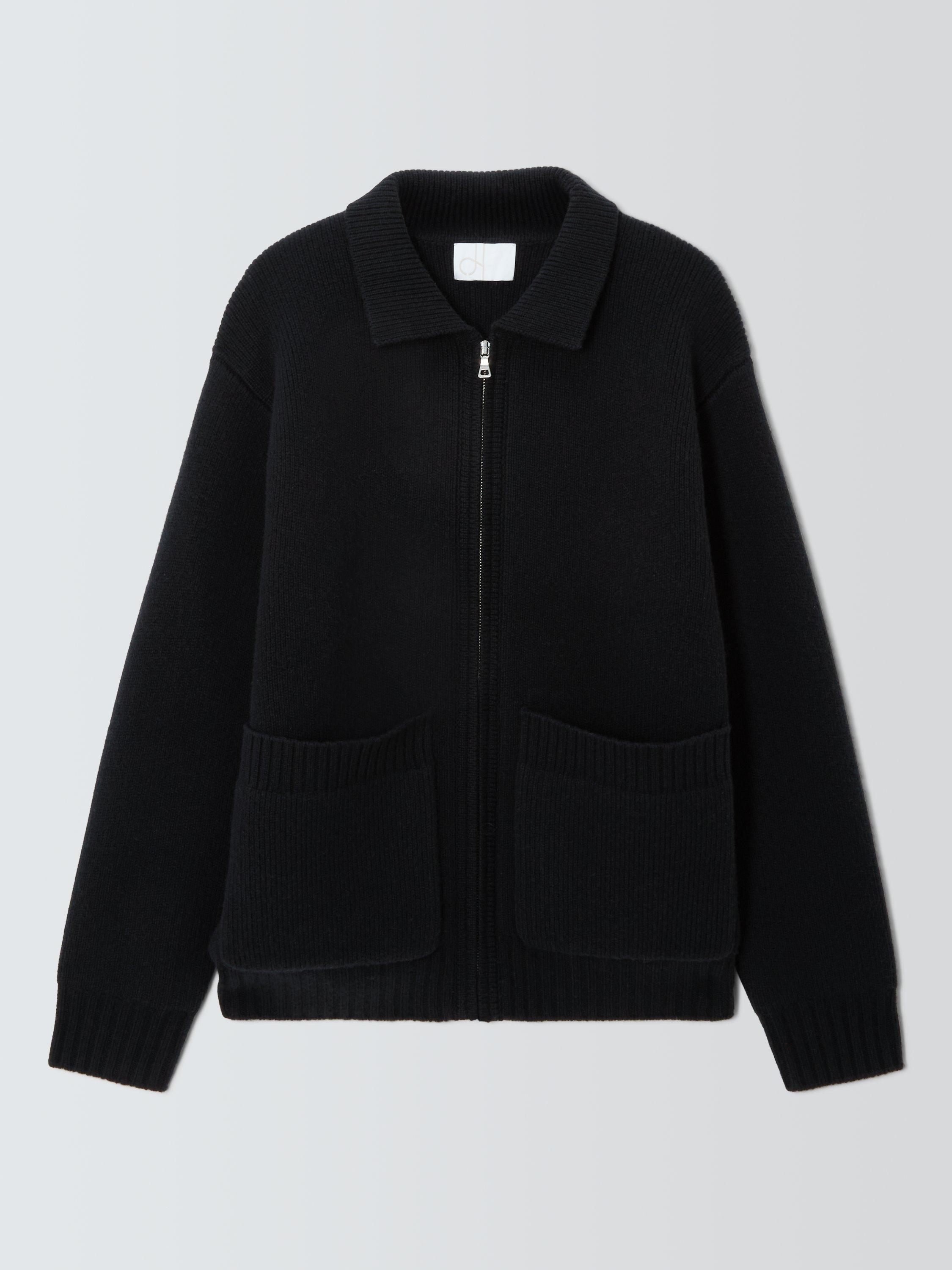 Product image 5 of 6, which shows Merino Wool with Cashmere Knit Jacket, Black, M