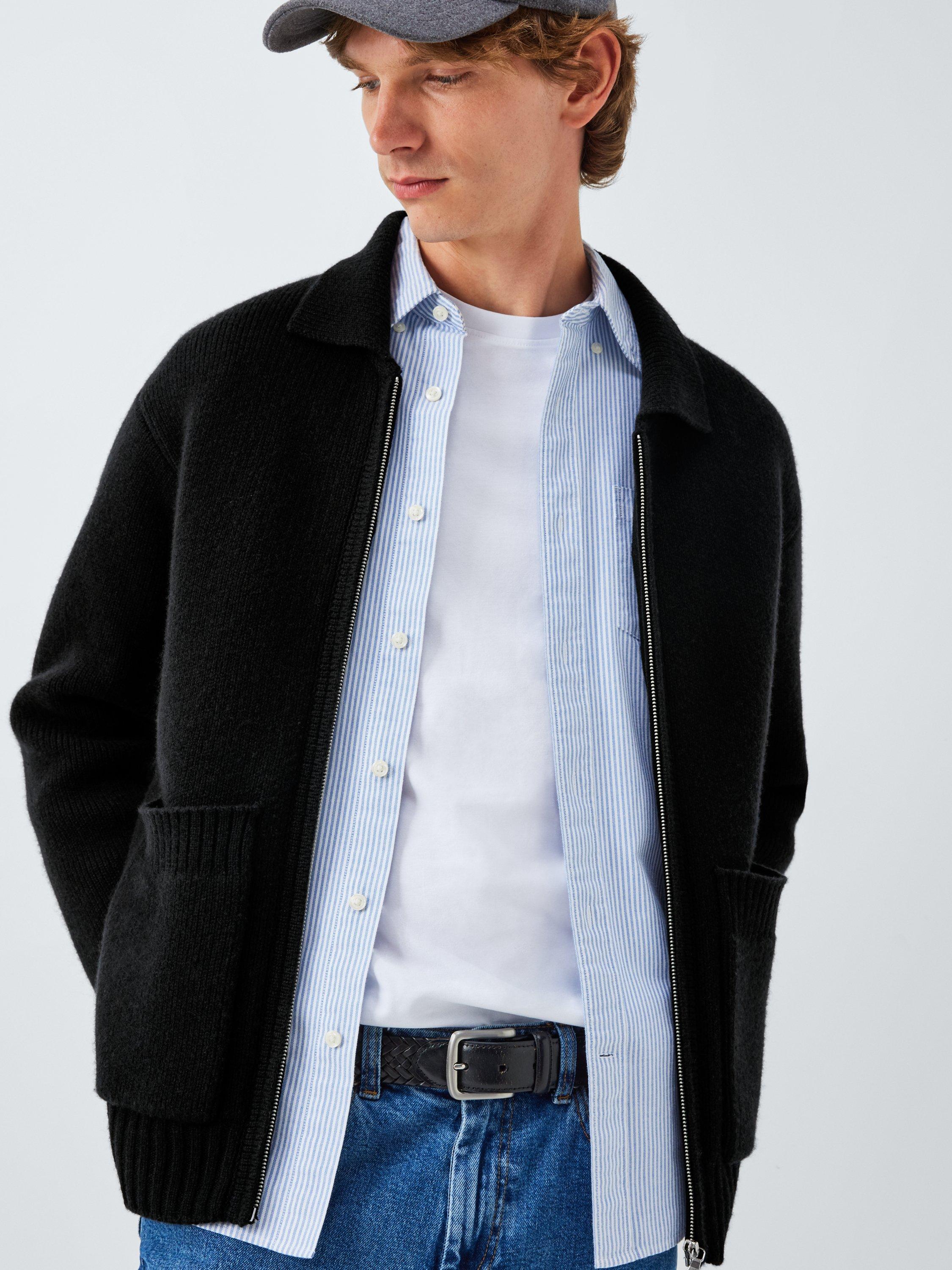 Product image 4 of 6, which shows Merino Wool with Cashmere Knit Jacket, Black, M