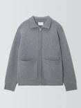 John Lewis Merino Wool Blend Knit Jacket, Light Grey