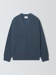 John Lewis Merino Wool Blend Rib Knit V-Neck Jumper