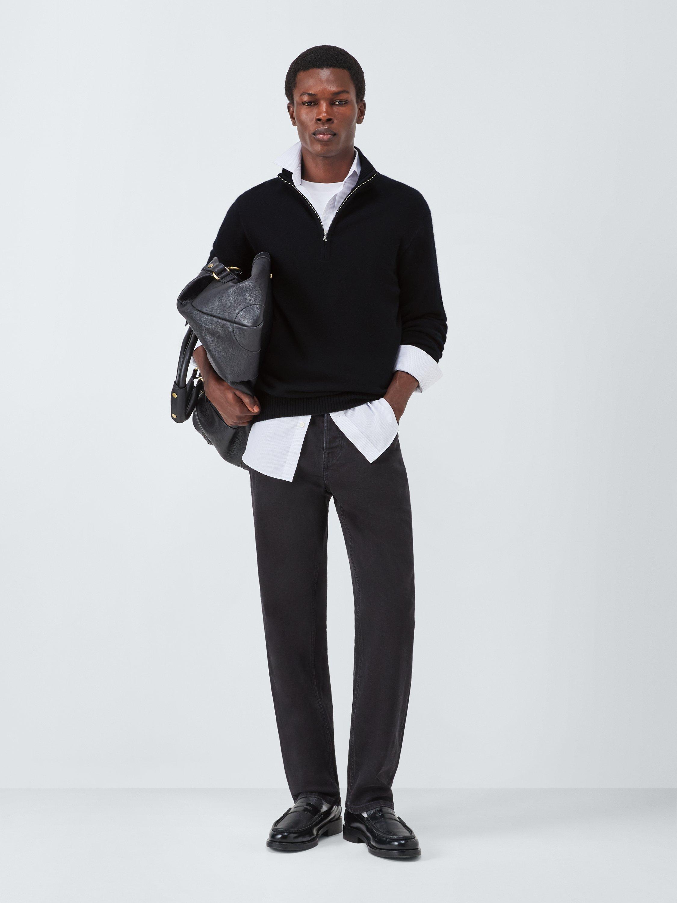 Product image 4 of 7, which shows John Lewis Cashmere Half Zip High Neck Jumper, Black, S