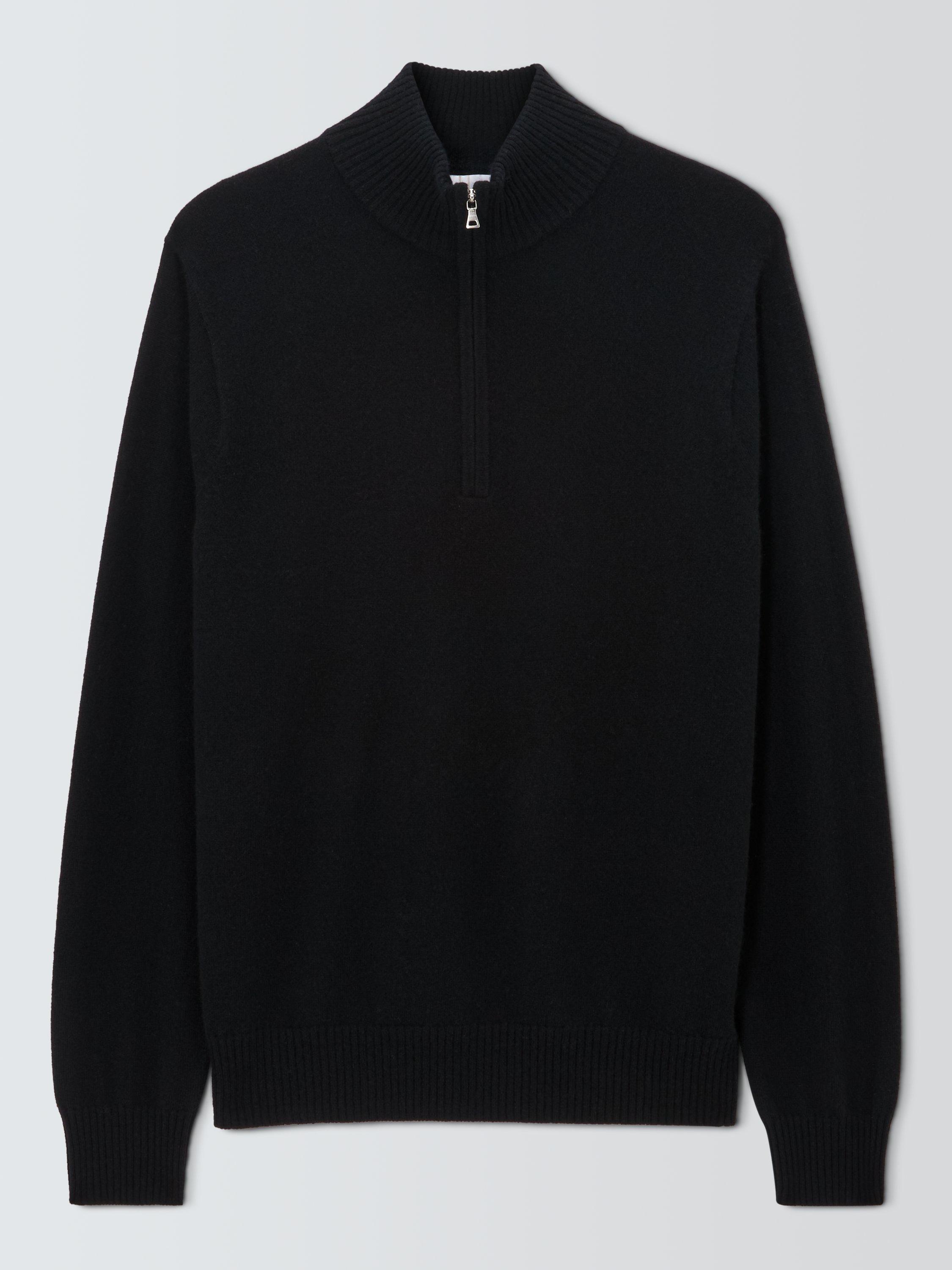 Product image 5 of 7, which shows John Lewis Cashmere Half Zip High Neck Jumper, Black, S