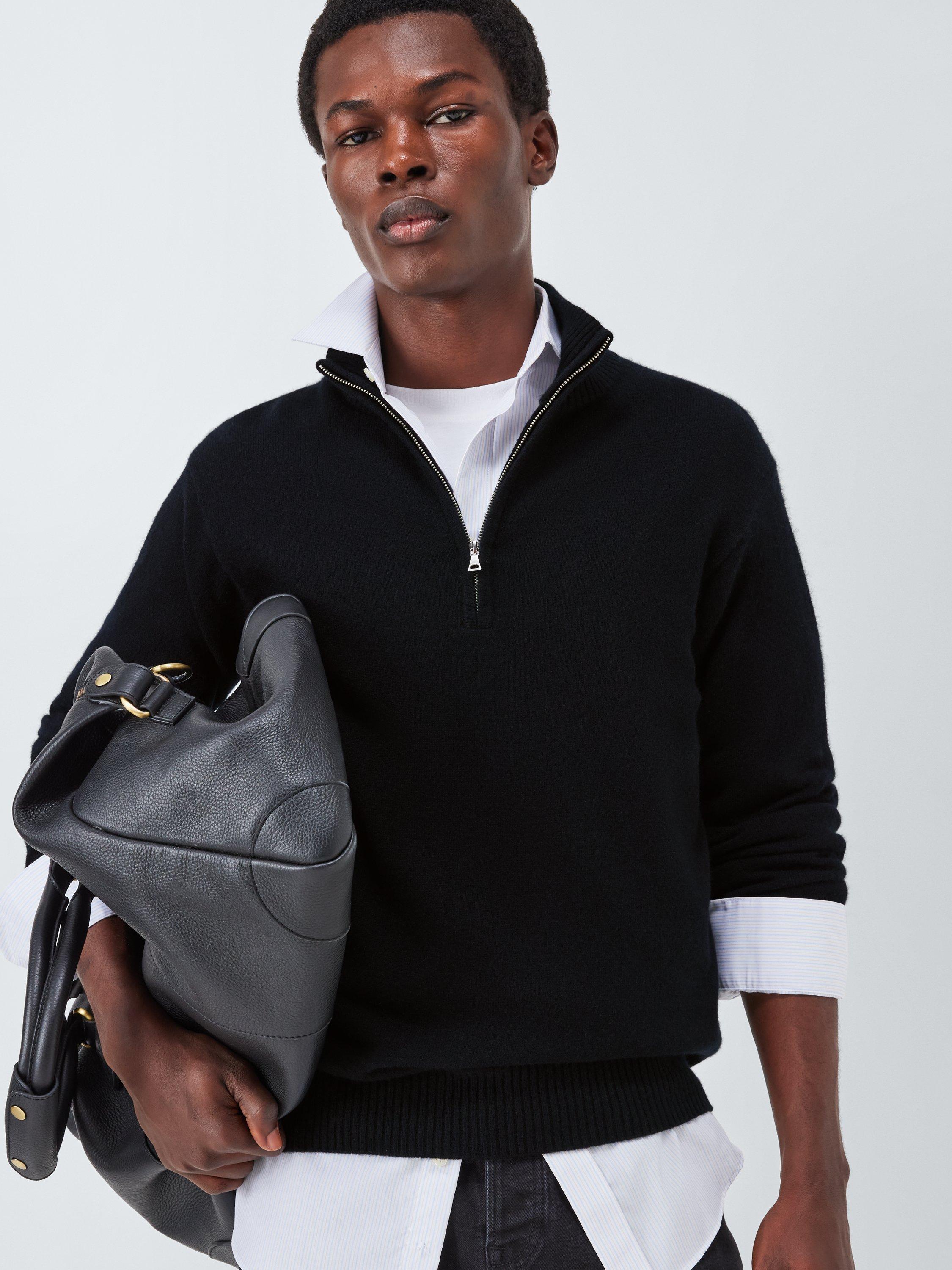 Product image 6 of 7, which shows John Lewis Cashmere Half Zip High Neck Jumper, Black, S