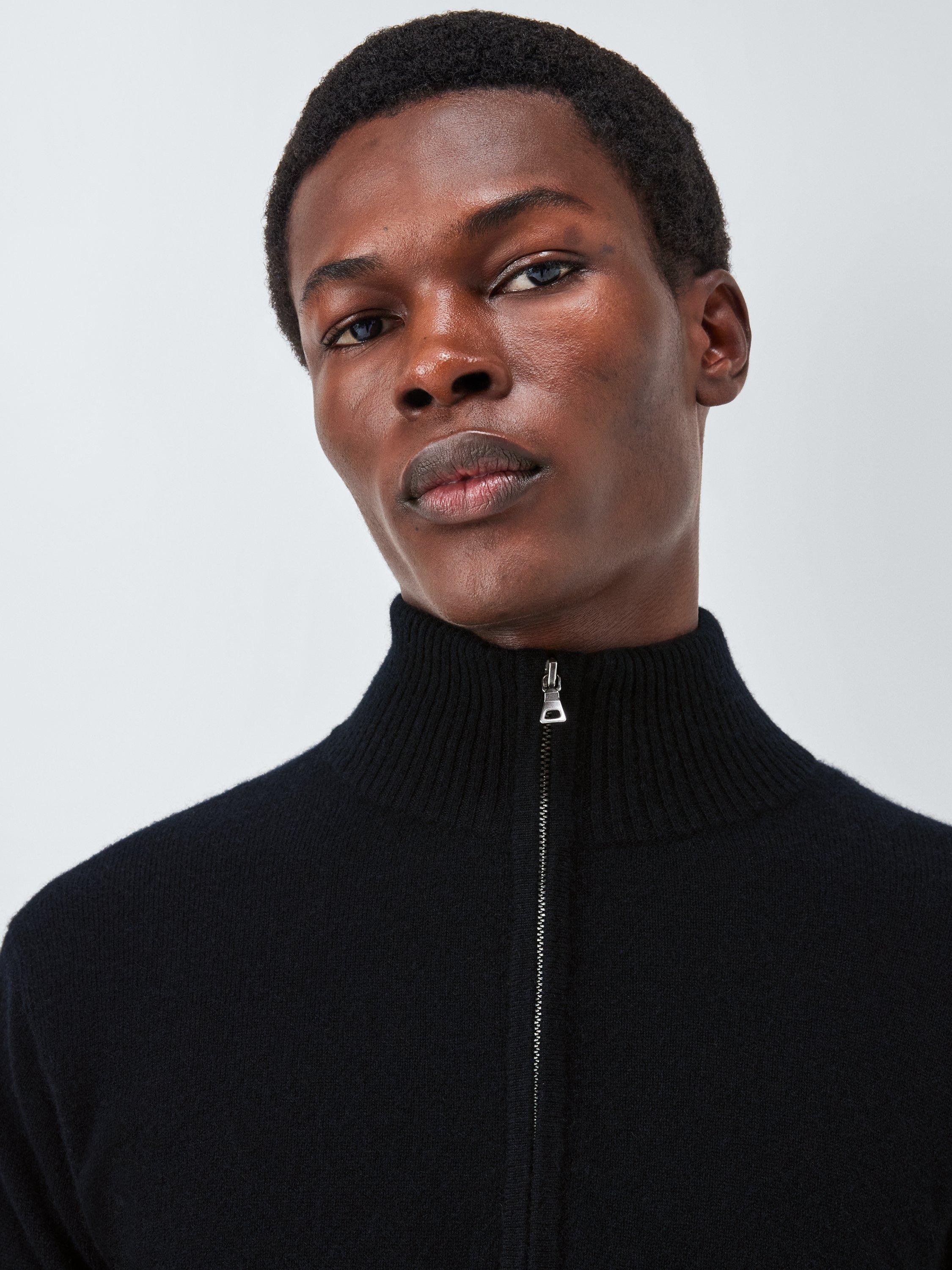 Product image 7 of 7, which shows John Lewis Cashmere Half Zip High Neck Jumper, Black, S
