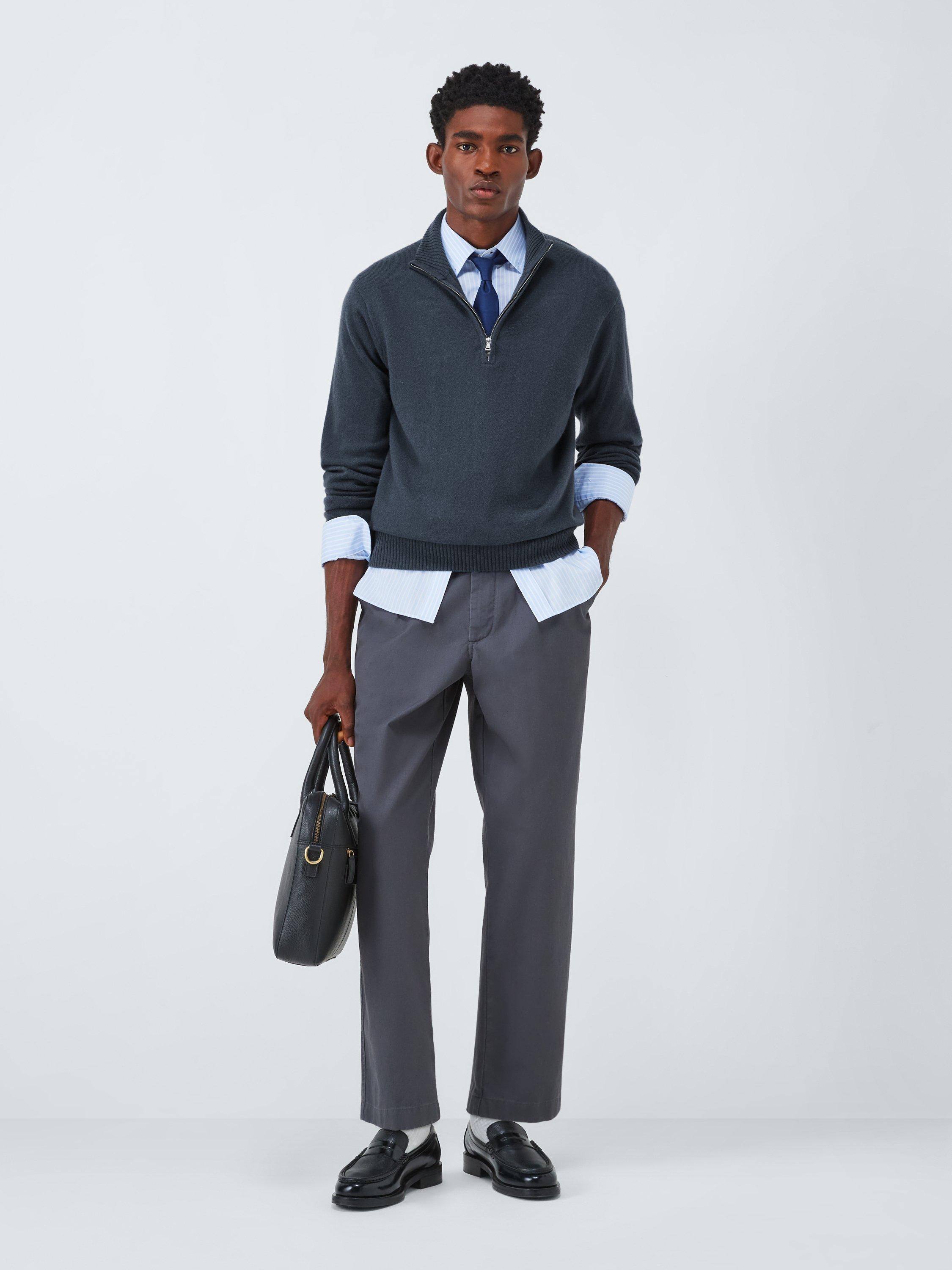 Product image 4 of 7, which shows John Lewis Cashmere Half Zip High Neck Jumper, Blue Slate, S