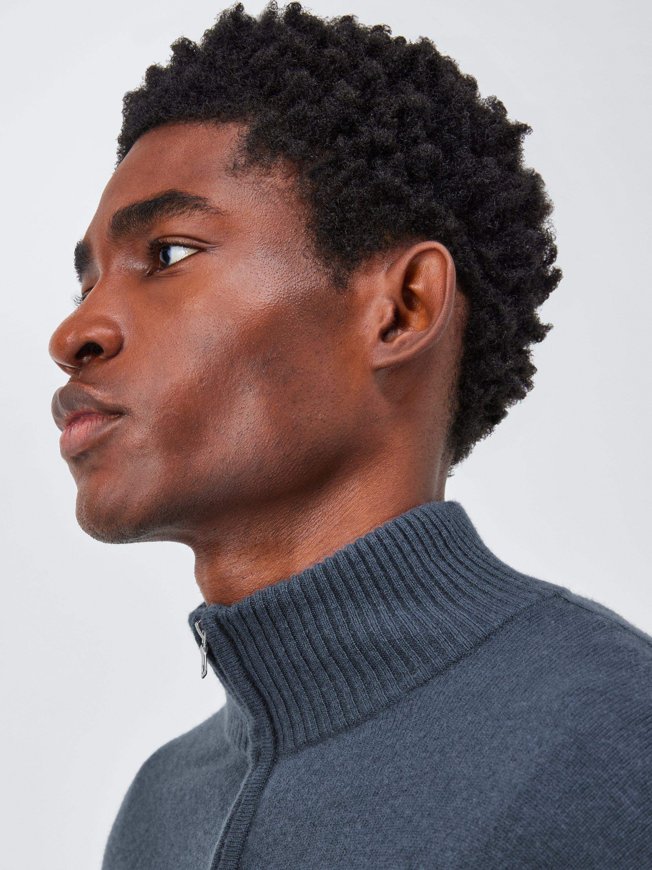 Product image 7 of 7, which shows John Lewis Cashmere Half Zip High Neck Jumper, Blue Slate, S