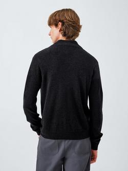 John Lewis Cashmere Half Zip High Neck Jumper - view 2, Charcoal