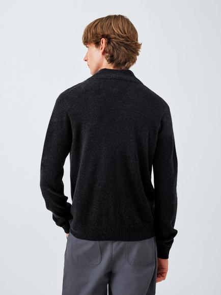 John Lewis Cashmere Half Zip High Neck Jumper - view 2, Charcoal