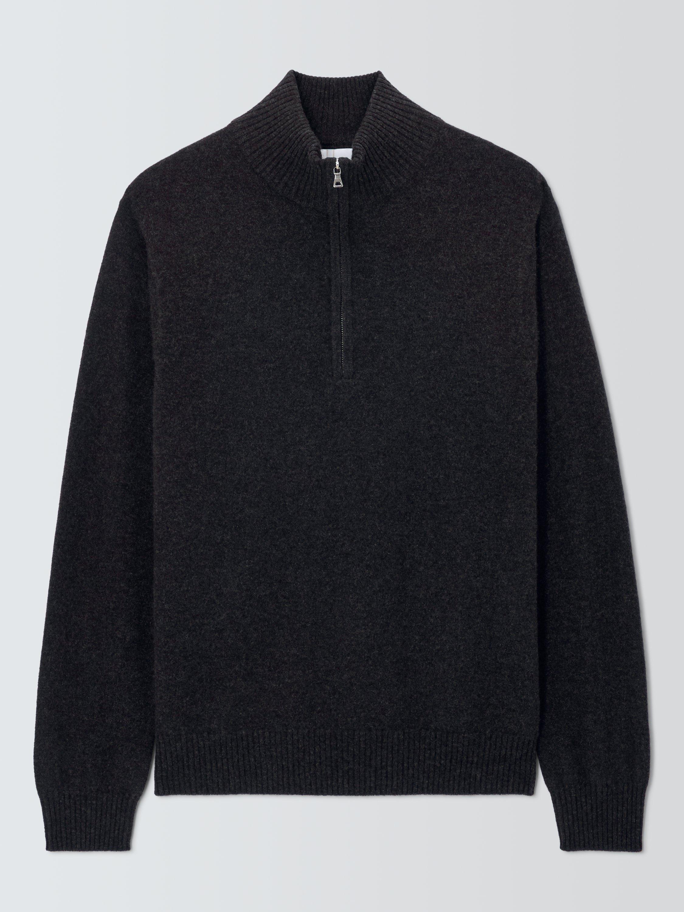 Product image 5 of 7, which shows John Lewis Cashmere Half Zip High Neck Jumper, Charcoal, S