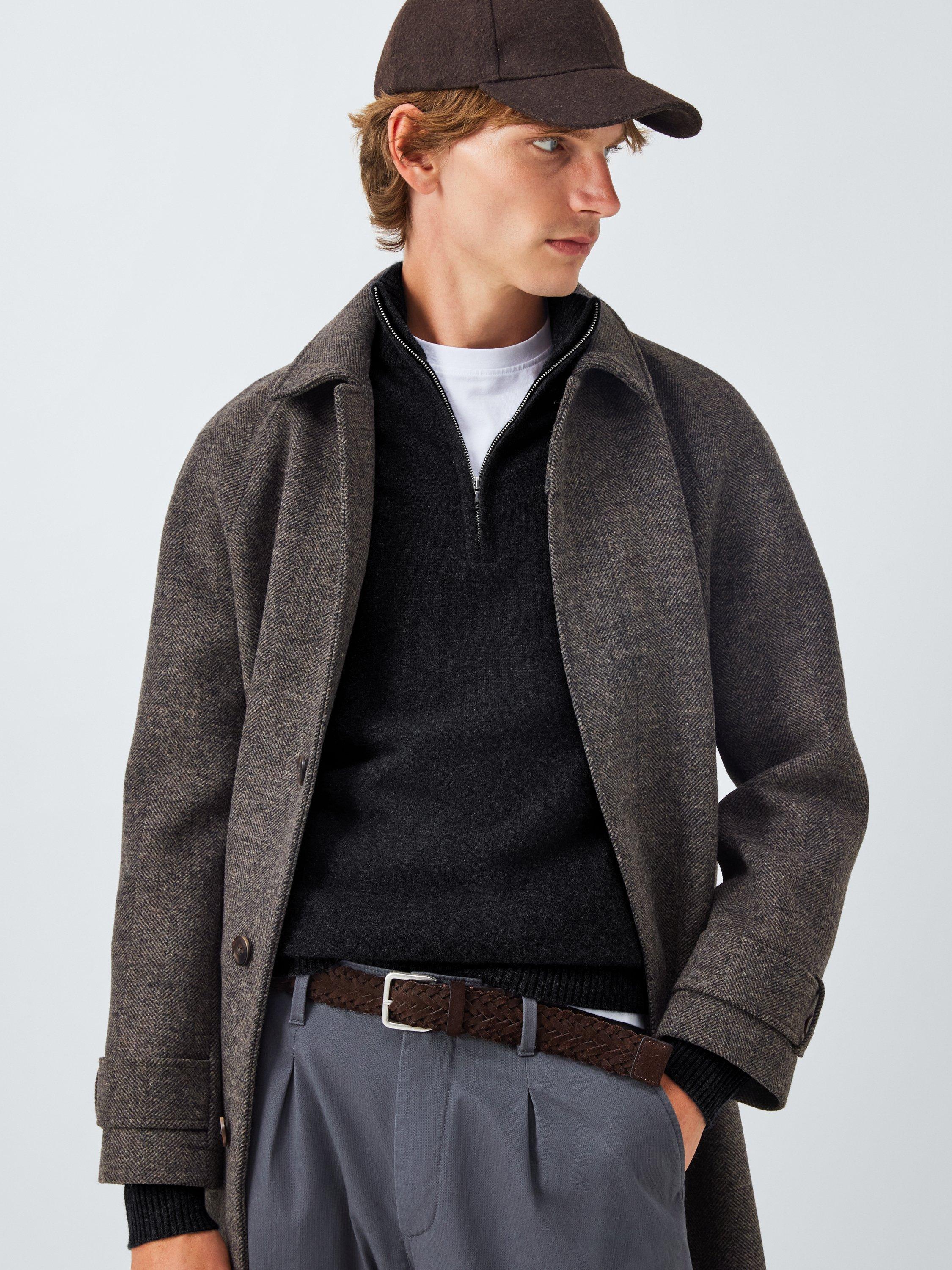 Product image 6 of 7, which shows John Lewis Cashmere Half Zip High Neck Jumper, Charcoal, S