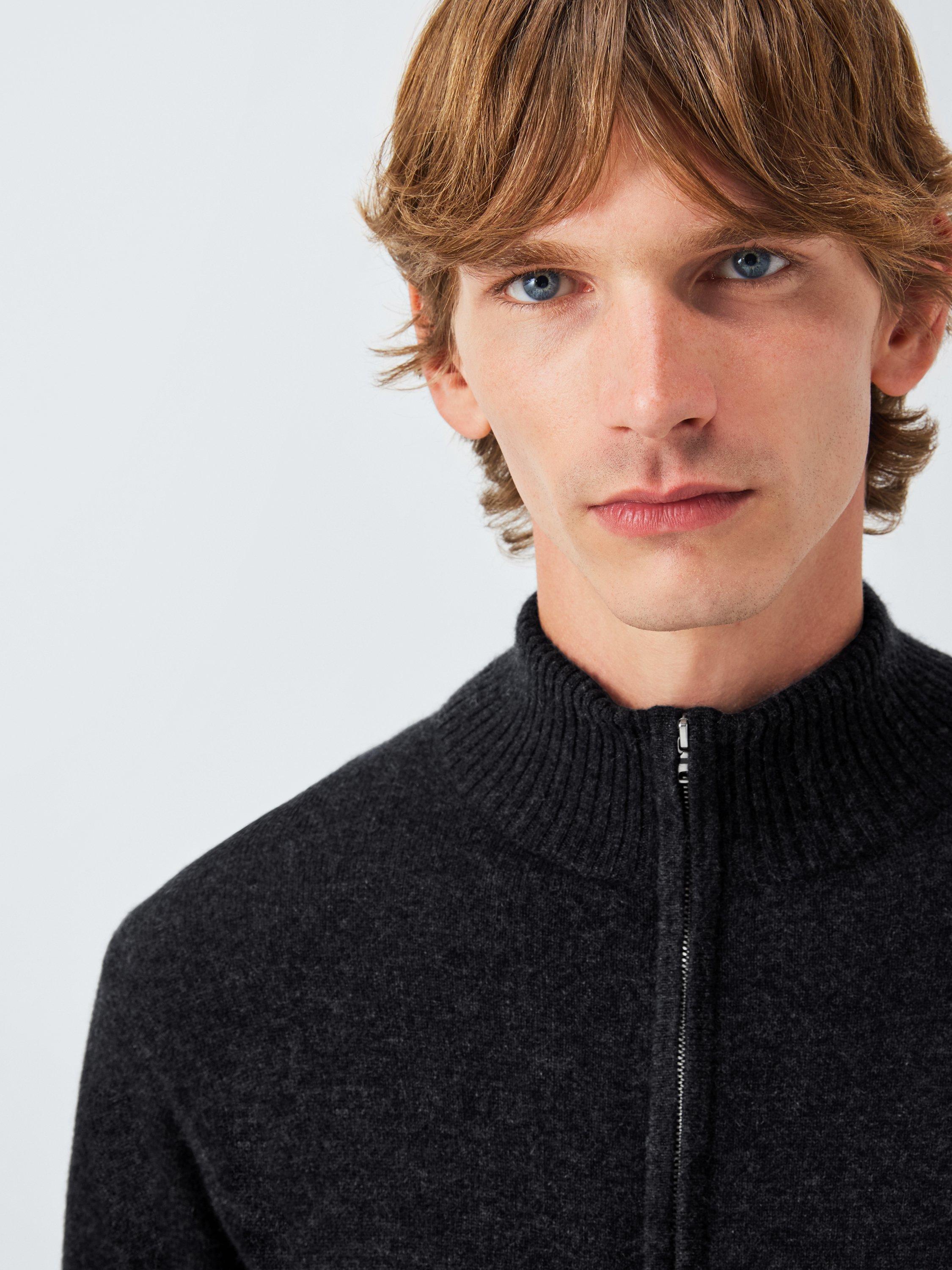 Product image 7 of 7, which shows John Lewis Cashmere Half Zip High Neck Jumper, Charcoal, S