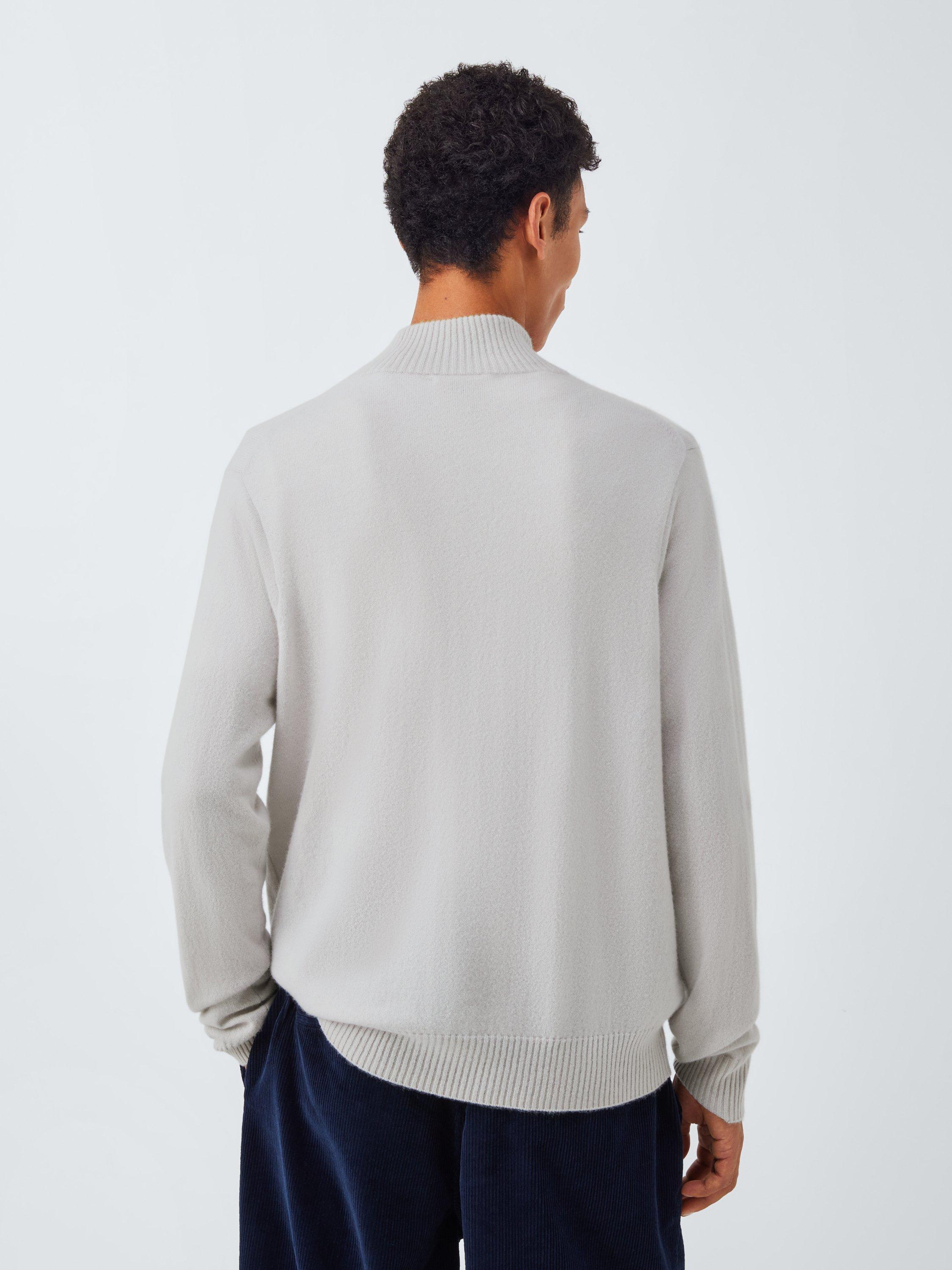 Product image 2 of 7, which shows John Lewis Cashmere Half Zip High Neck Jumper, Chalk, M