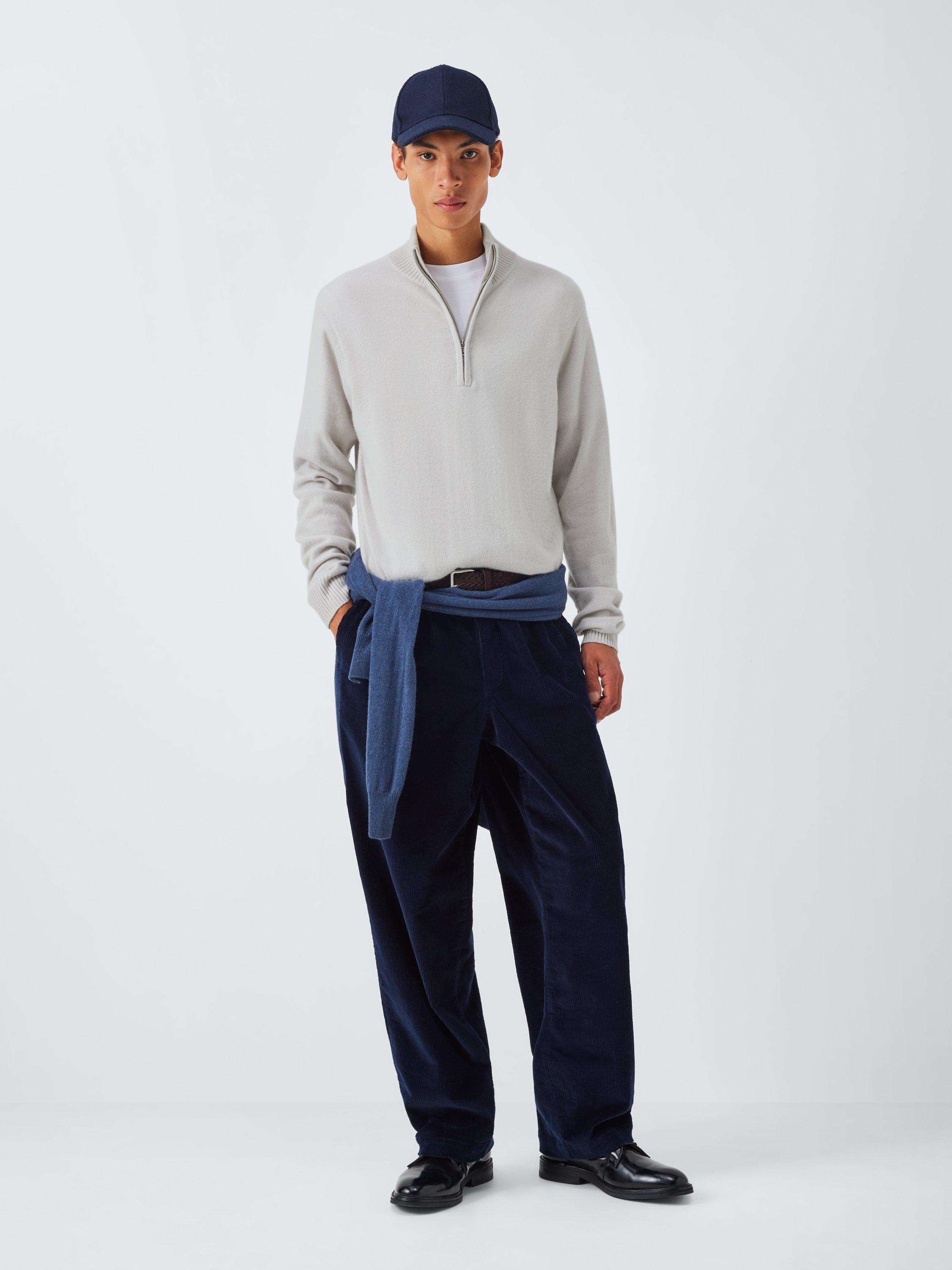 Product image 4 of 7, which shows John Lewis Cashmere Half Zip High Neck Jumper, Chalk, M