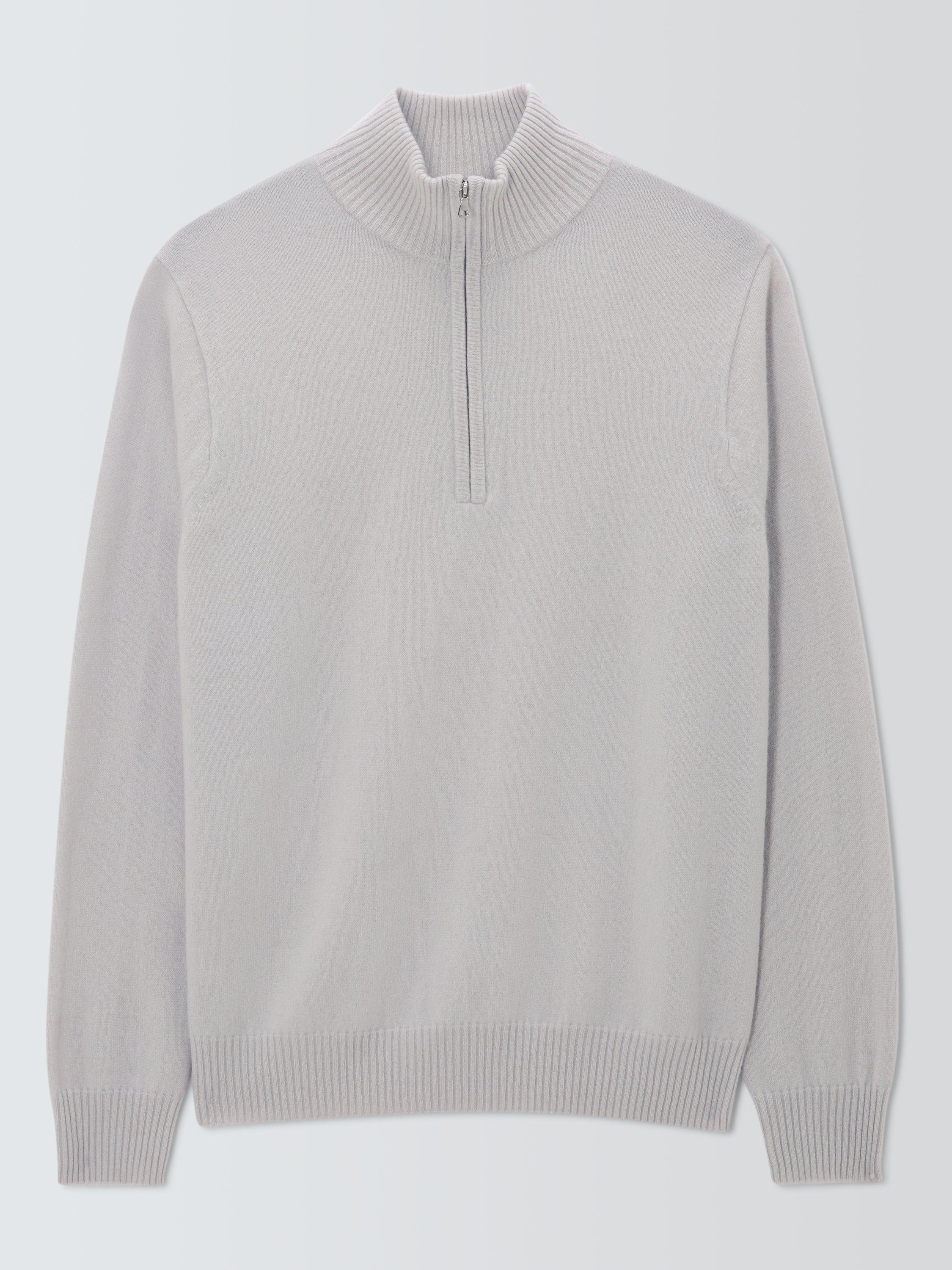 Product image 5 of 7, which shows John Lewis Cashmere Half Zip High Neck Jumper, Chalk, M