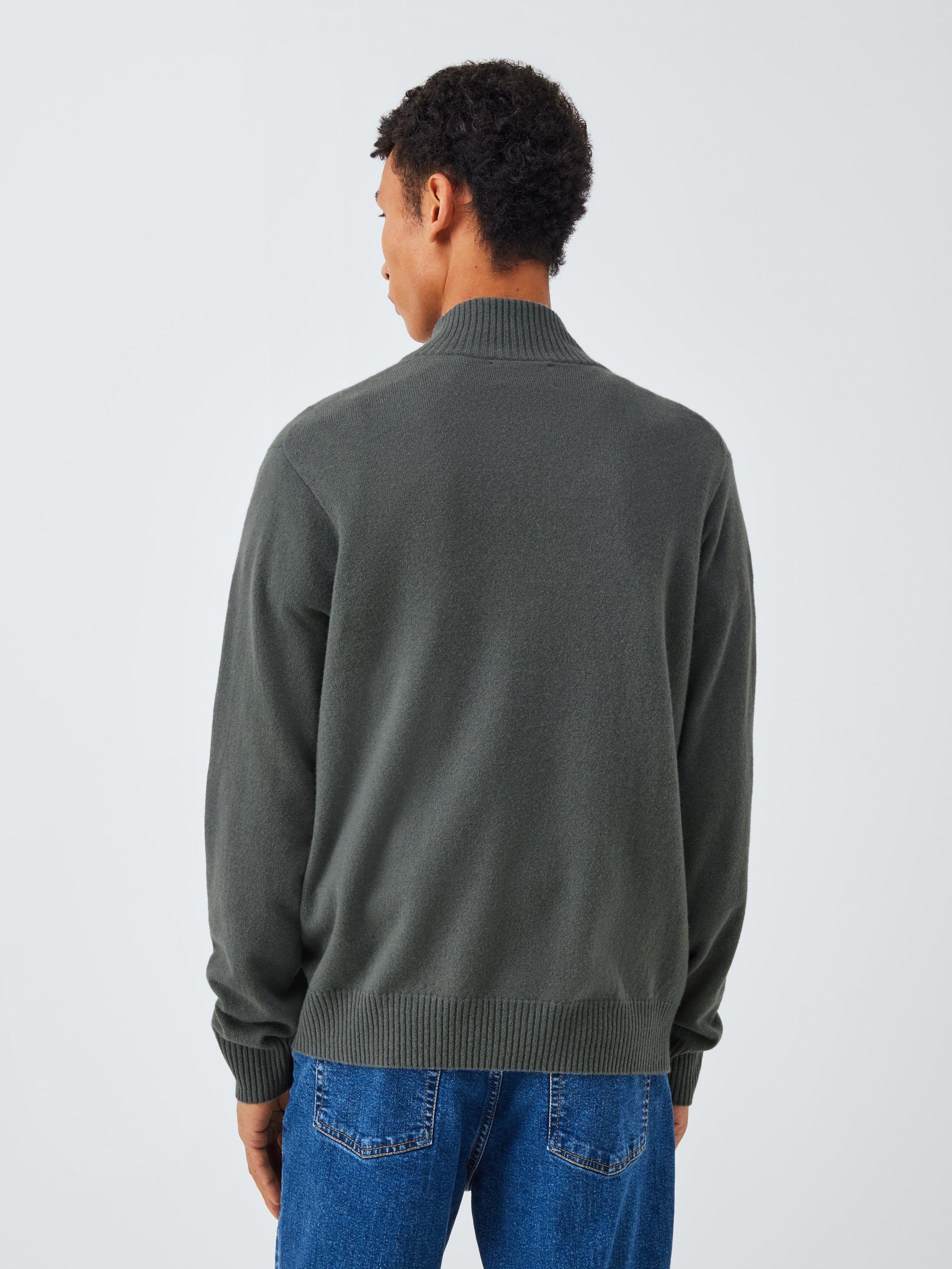 Product image 2 of 7, which shows John Lewis Cashmere Half Zip High Neck Jumper, Light Sage, S