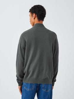 John Lewis Cashmere Half Zip High Neck Jumper - view 2, Light Sage